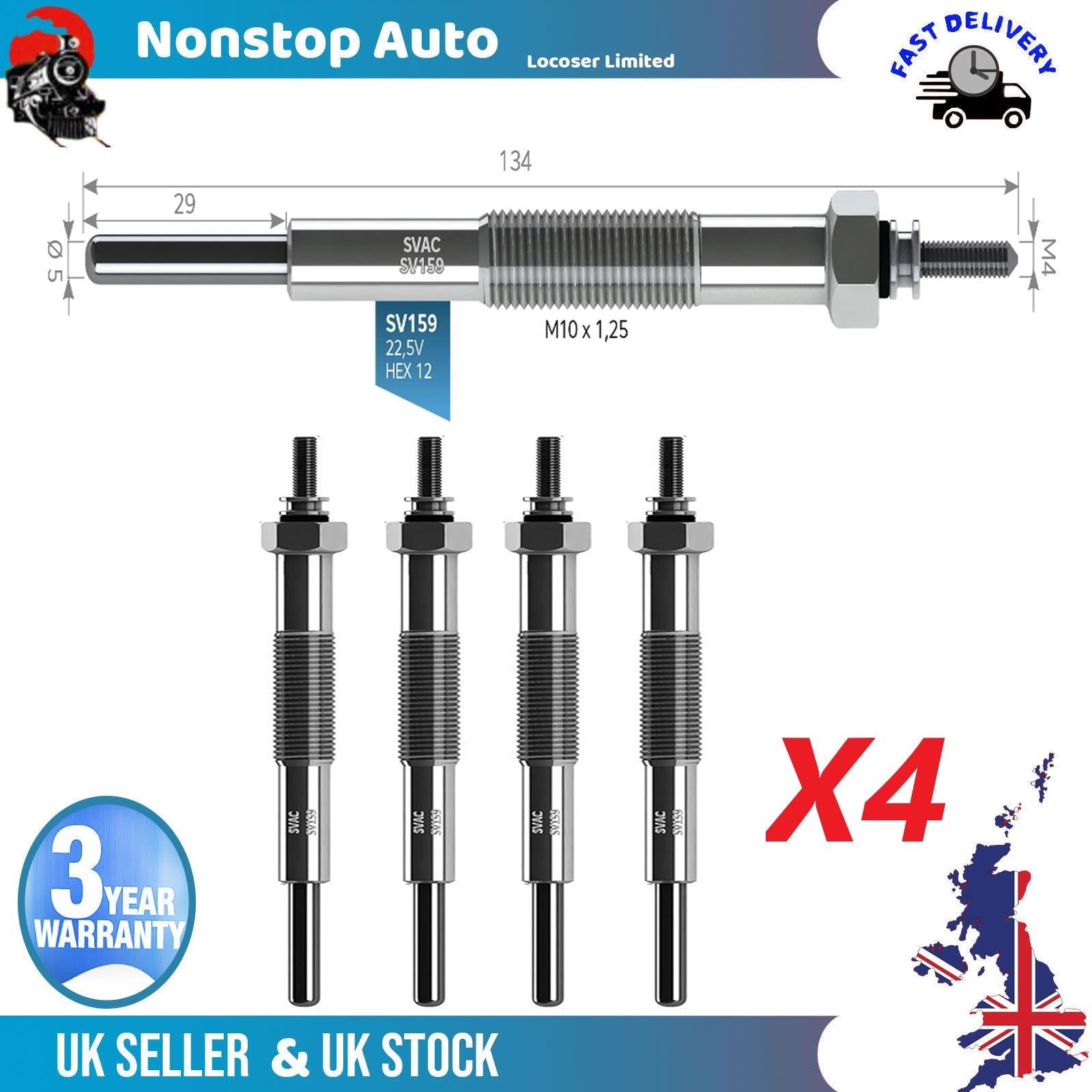 4X Glow Plugs For MITSUBISHI Motors Truck Trailer 22.5V ME067459