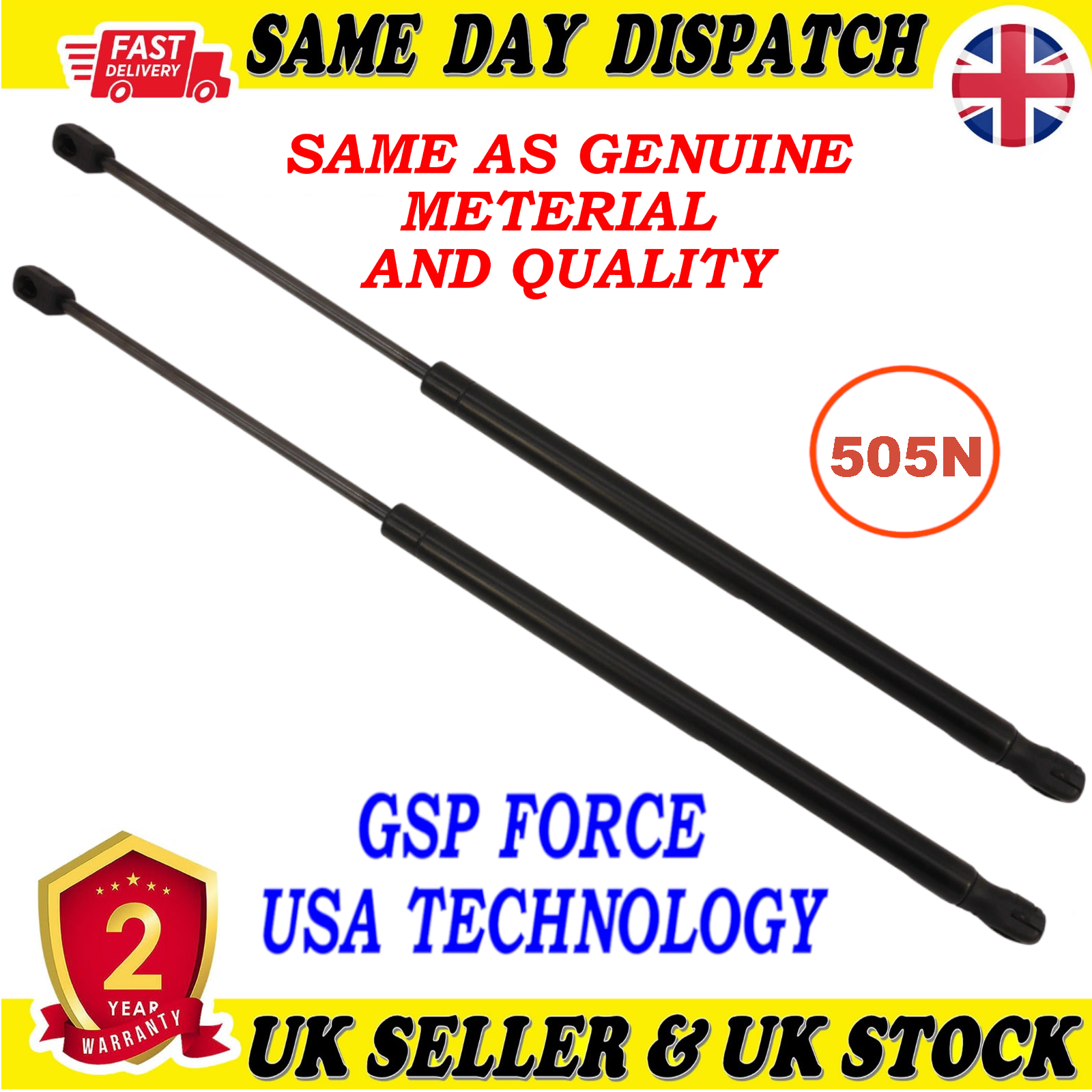 2X TAILGATE BOOT GAS STRUTS 505 Newton FOR LAND ROVER FREELANDER 2 VAUXHALL MERIVA A MPV TOYOTA COROLLA  6H52406A10AF