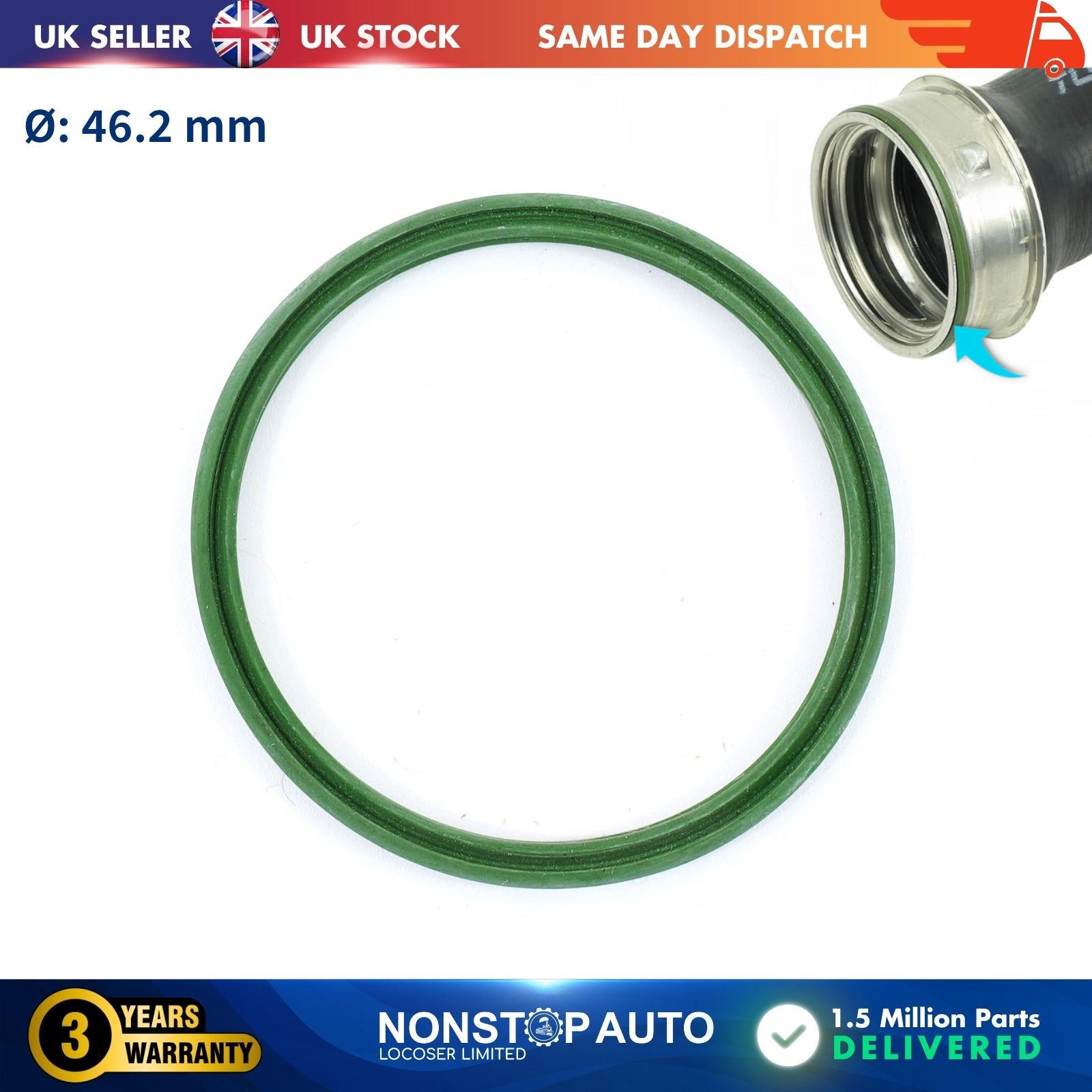 INTERCOOLER TURBO HOSE SEAL O-RING 46.20 mm FOR VW Golf V VI EOS JETTA V PASSAT B6 POLO IV SCIROCCO III TOUAREG I II TRANSPORTER T5 SKODA FABIA OCTAVIA II ROOMSTER SEAT ALTEA XL CORDOBA II IBIZA III LEON II TOLEDO III AUDI A3 Q7 TT 3C0145117B