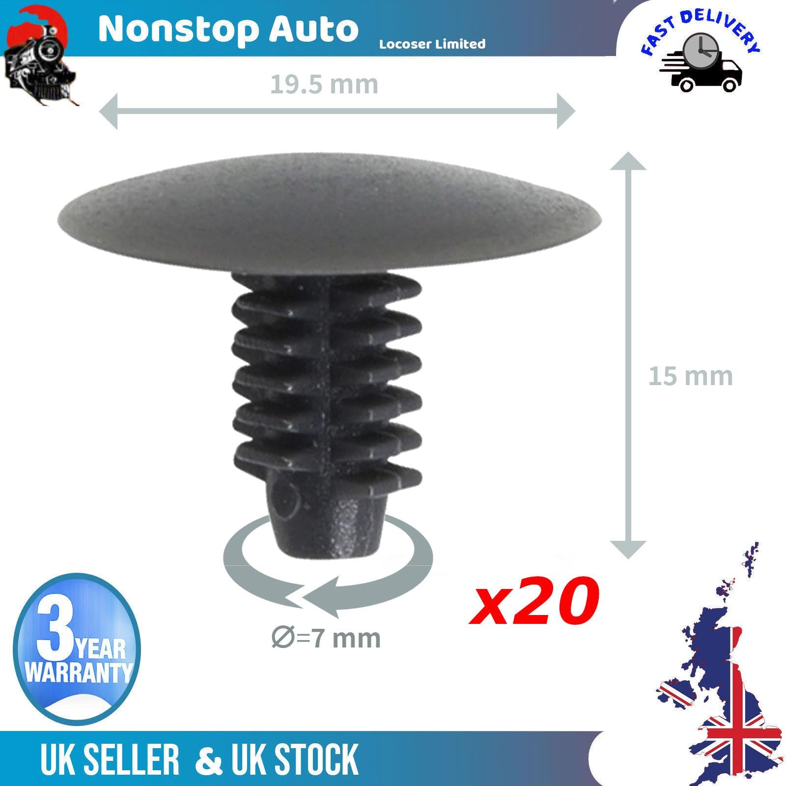 20X For Freelander Mercedes Interior Moulding Panel Trim Clips 19.5x15x7 mm