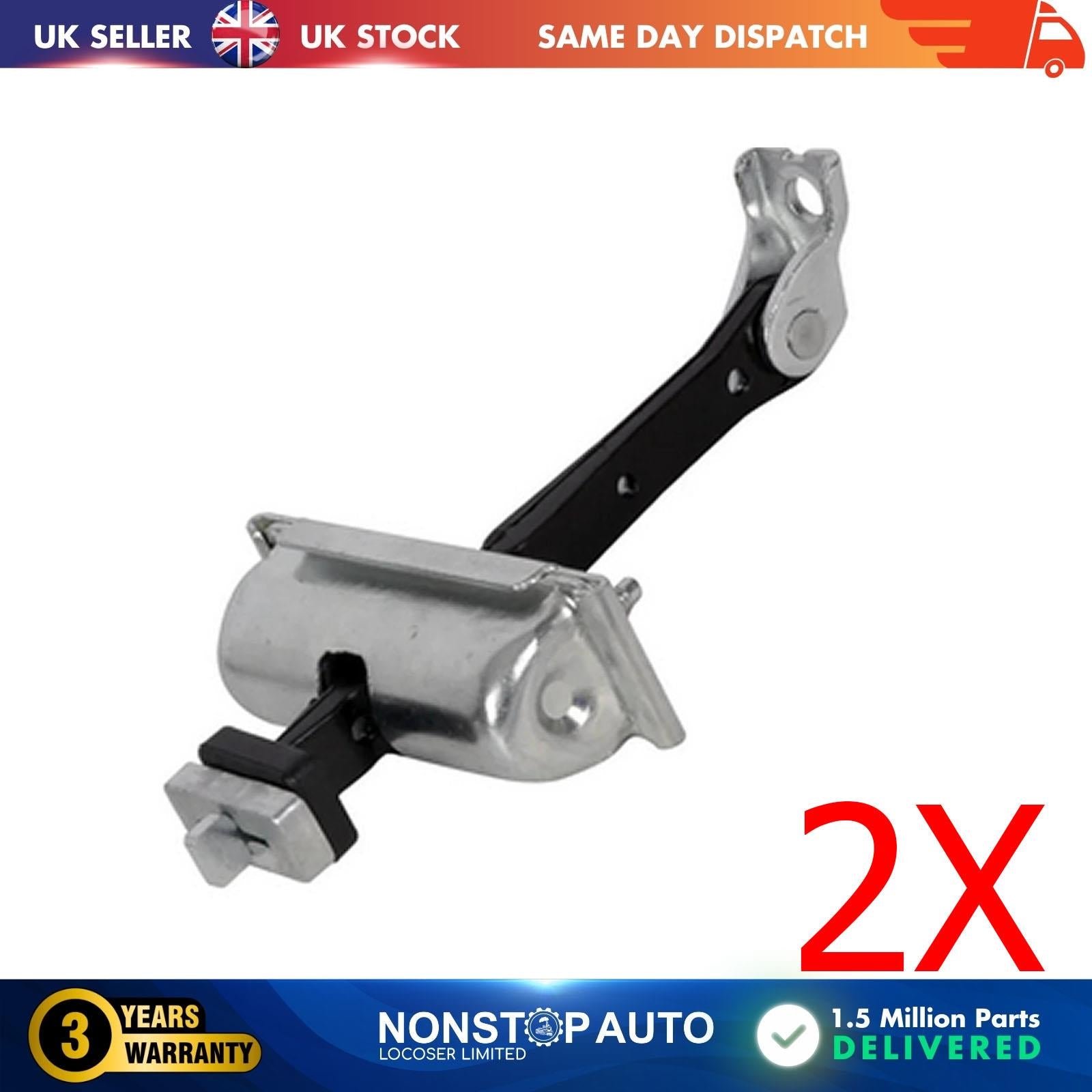 2 X Front Door Hinge Stop Check Strap Limitery Right and Left Side Fits VAUXHALL Adam 13412690