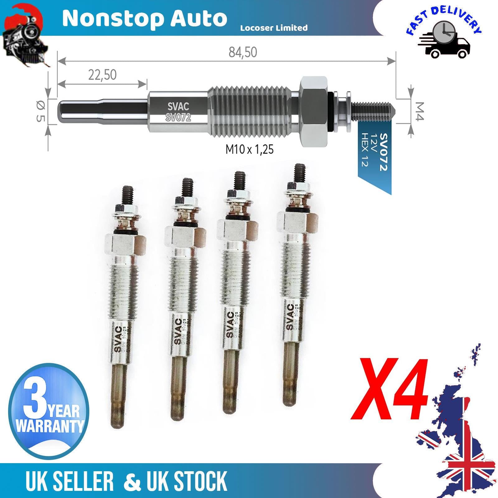 4X Glow Plugs For FORD Econovan 2.0 D 135318140A