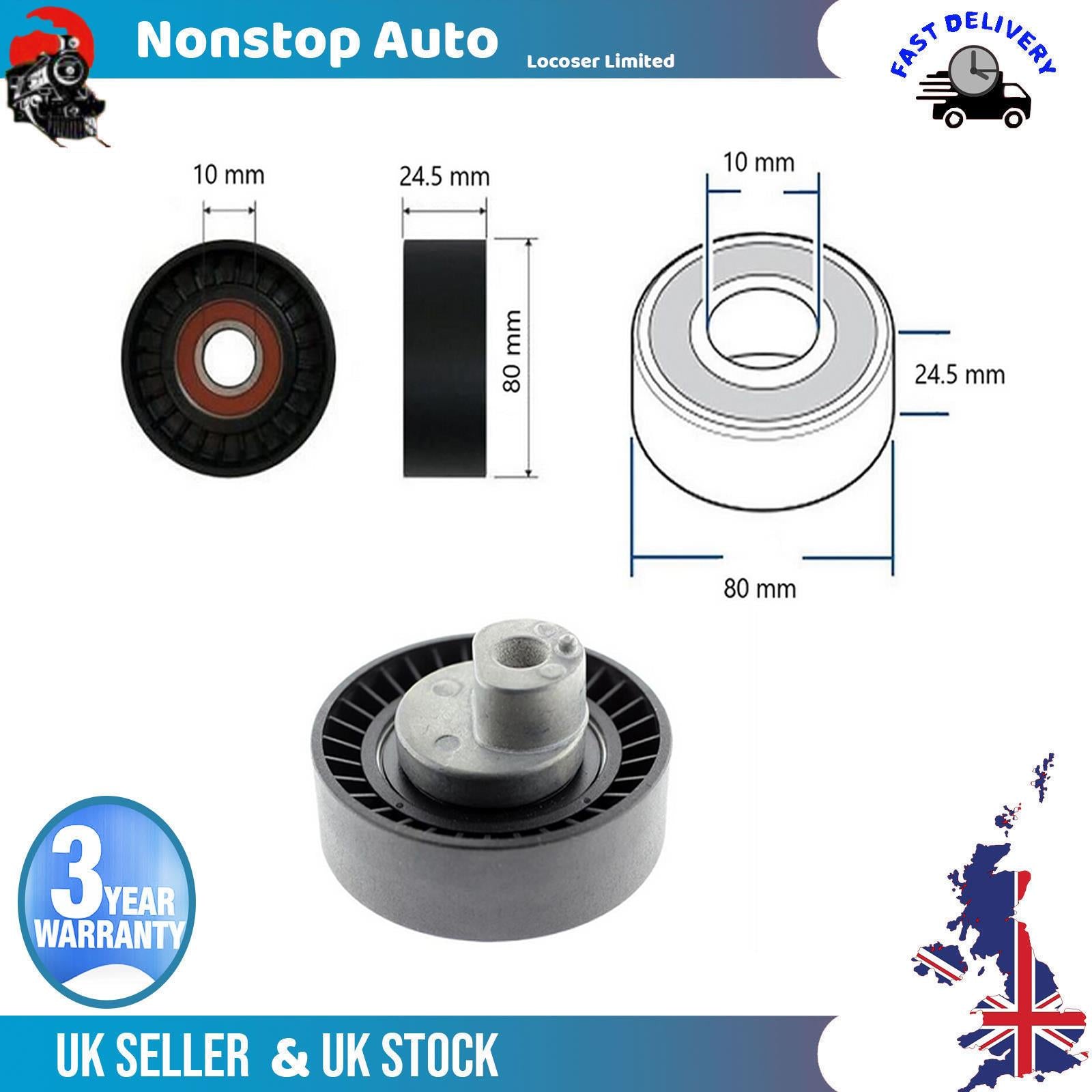 Fan Belt Tensioner Pulley -V- Ribbed Belt Idler For BMW Z3 (E36) Z4 (E85) (E86)