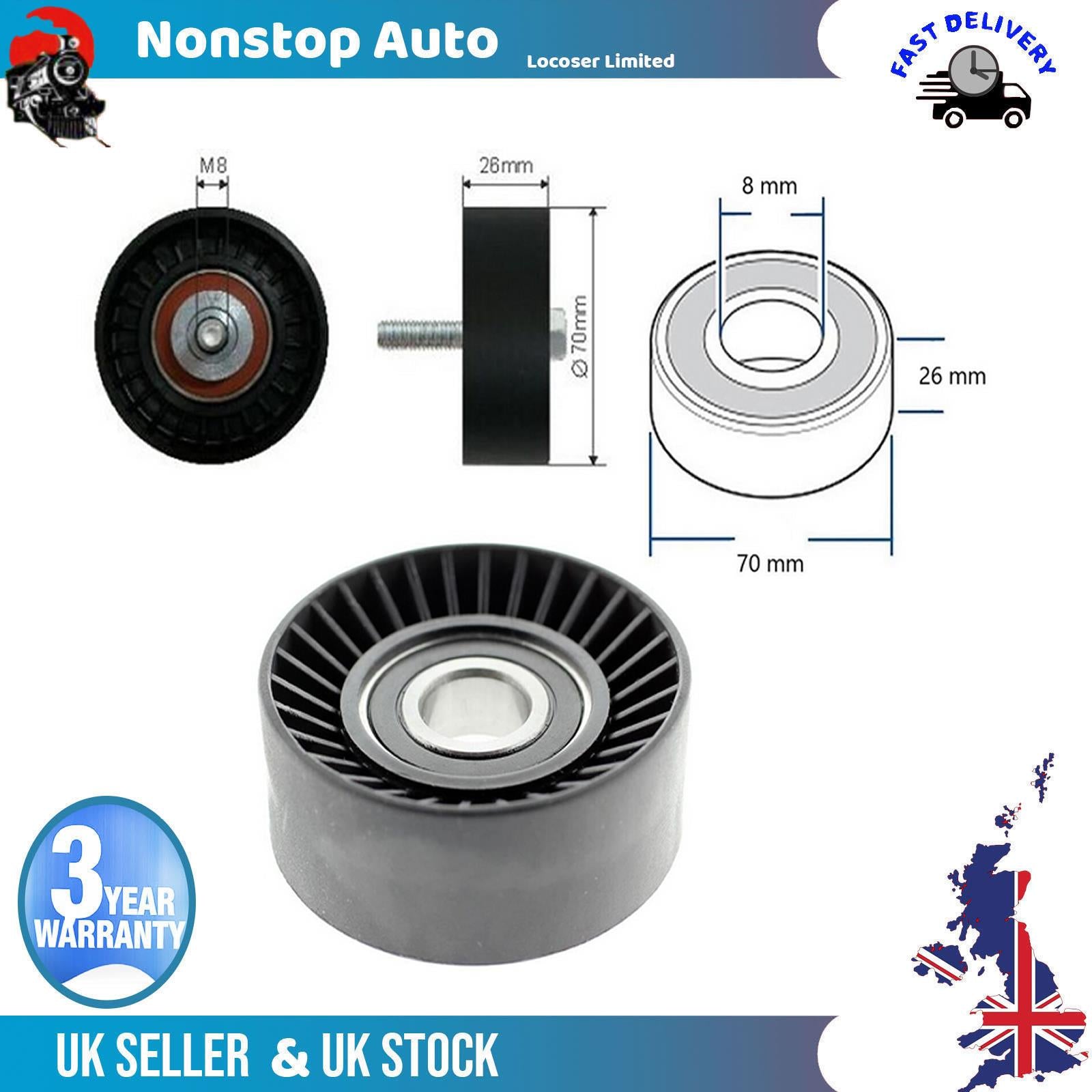 Fan Belt Tensioner Pulley - V - Ribbed Belt Idler For FORD Fiesta III IV V