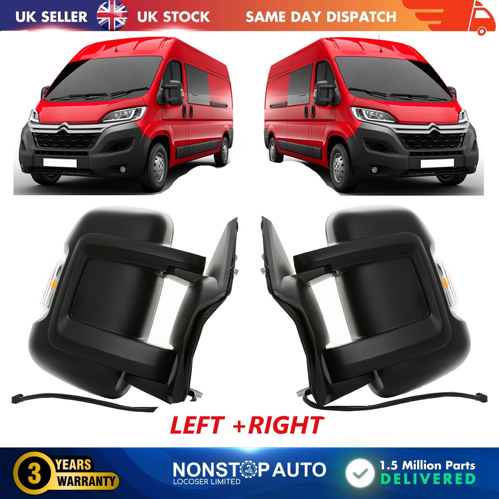 2X WING MIRROR ELECTRIC HEATED SHORT ARM LEFT RIGHT FOR CITROEN JUMPER II FIAT DUCATO PEUGEOT BOXER 735424423