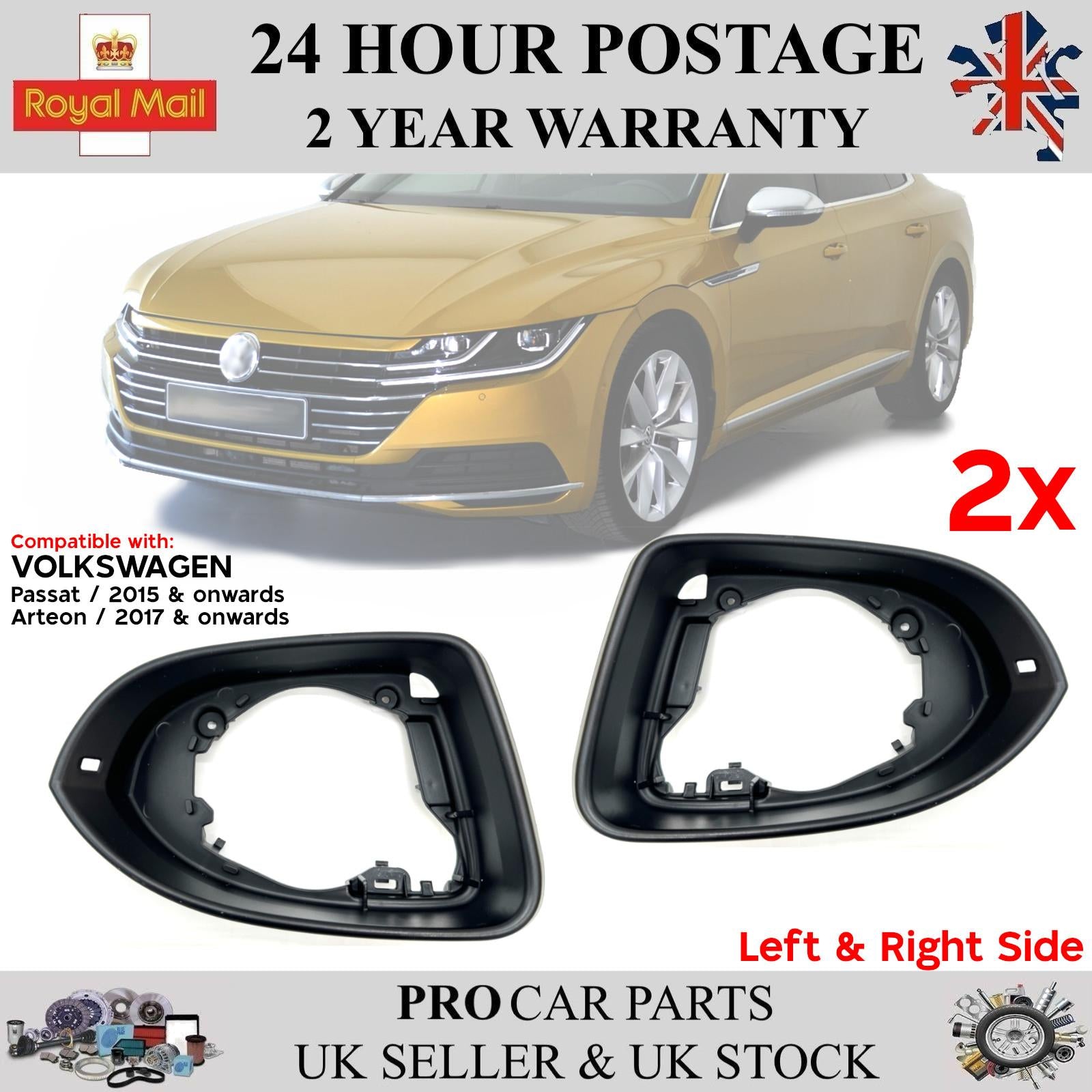 VW Passat B8 Arteon Front Left & Right Door Mirror Frame Inner Cover 3G08576029B9 3G08576019B9