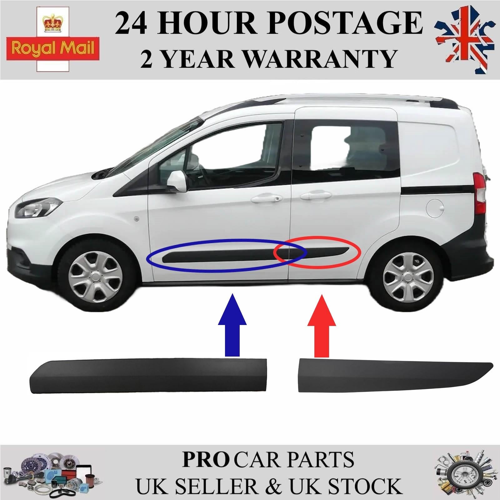 2X Side Moulding Strip Panel Front and Rear Left For FORD Transit Courier 2014 on ET7629427 ET7629397AB,