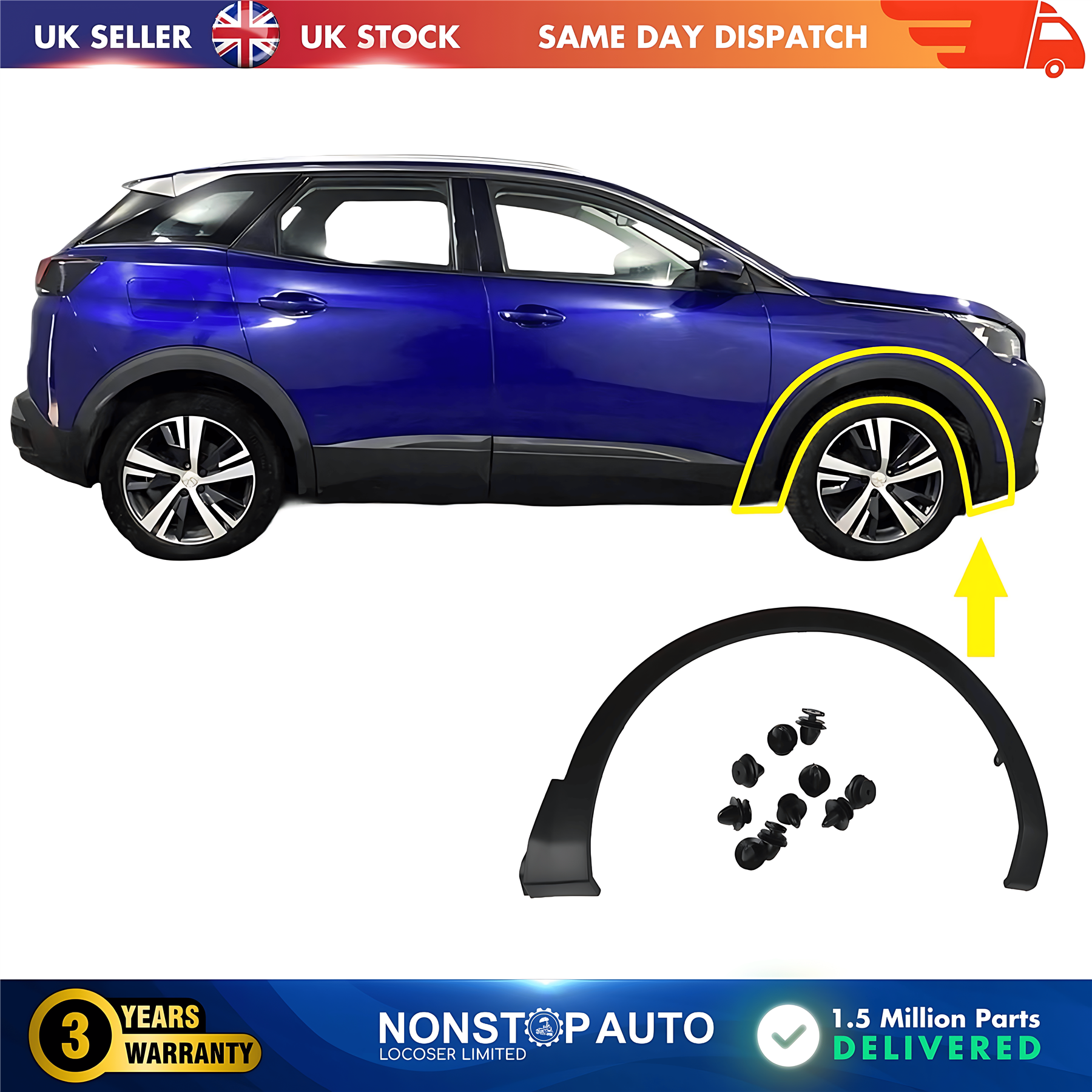 Wheel Arch Moulding Trim Front Right For PEUGEOT 3008 2016 on 98252888XT