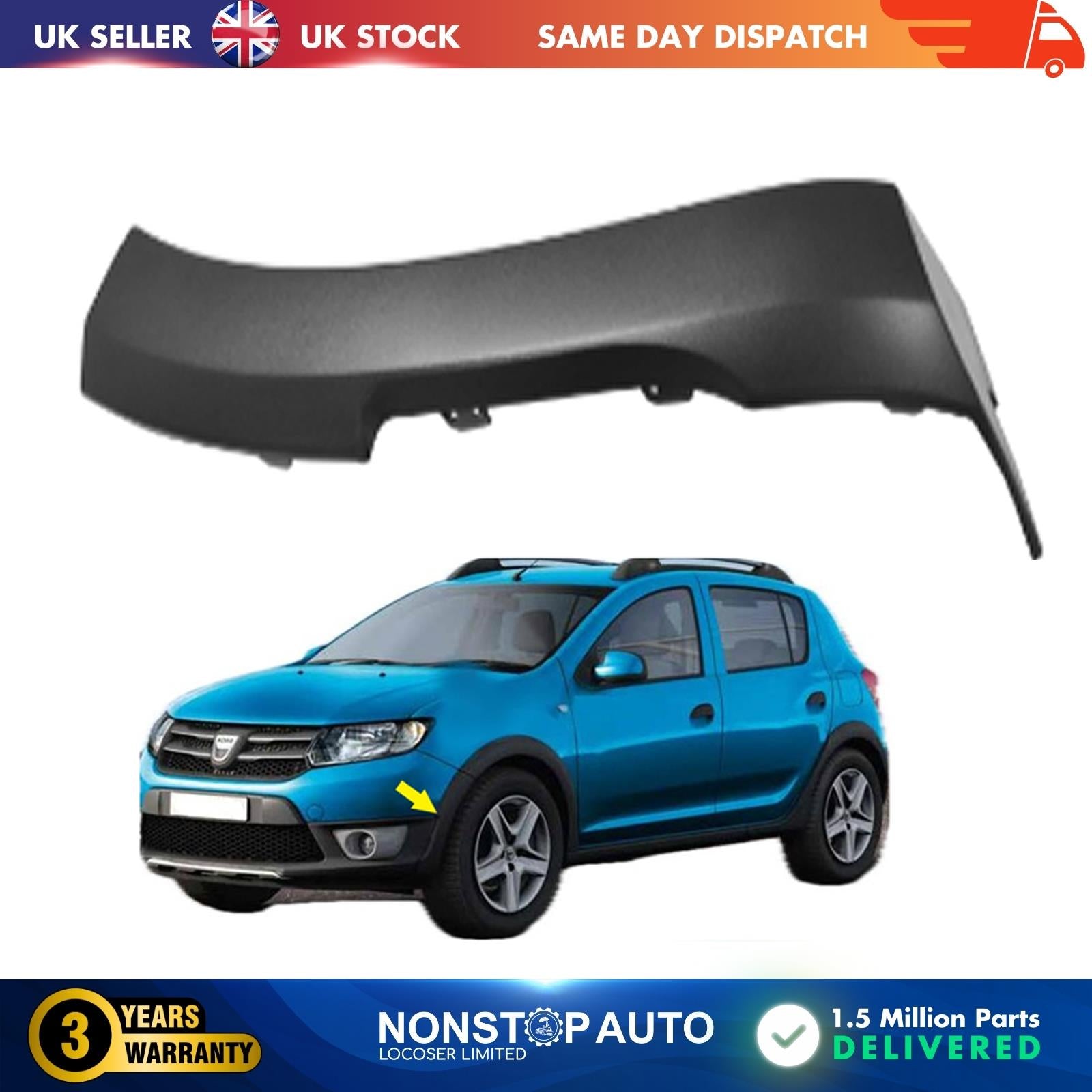 FRONT BUMPER SIDE MOLDING TRIM LEFT FOR DACIA SANDERO 960173784R