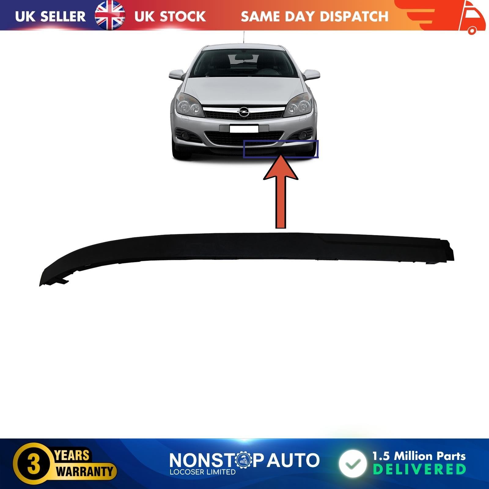front bumper Spoiler Lip Bottom Left Side FOR Vauxhall Astra H 1400560 13151538