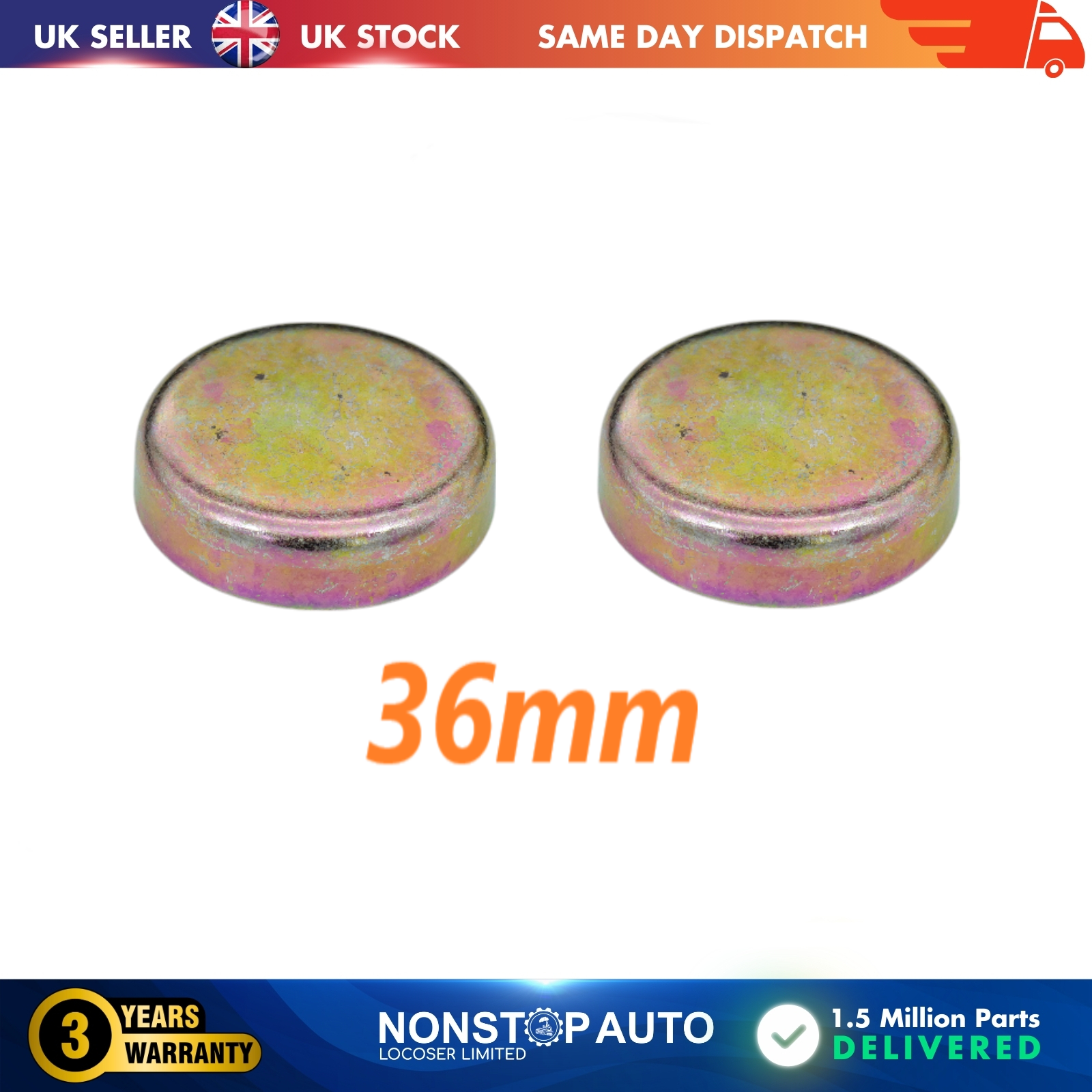 2X 36MM METAL STEEL CUP CAP EXPANSION FREEZE CORE PLUG FOR MERCEDES