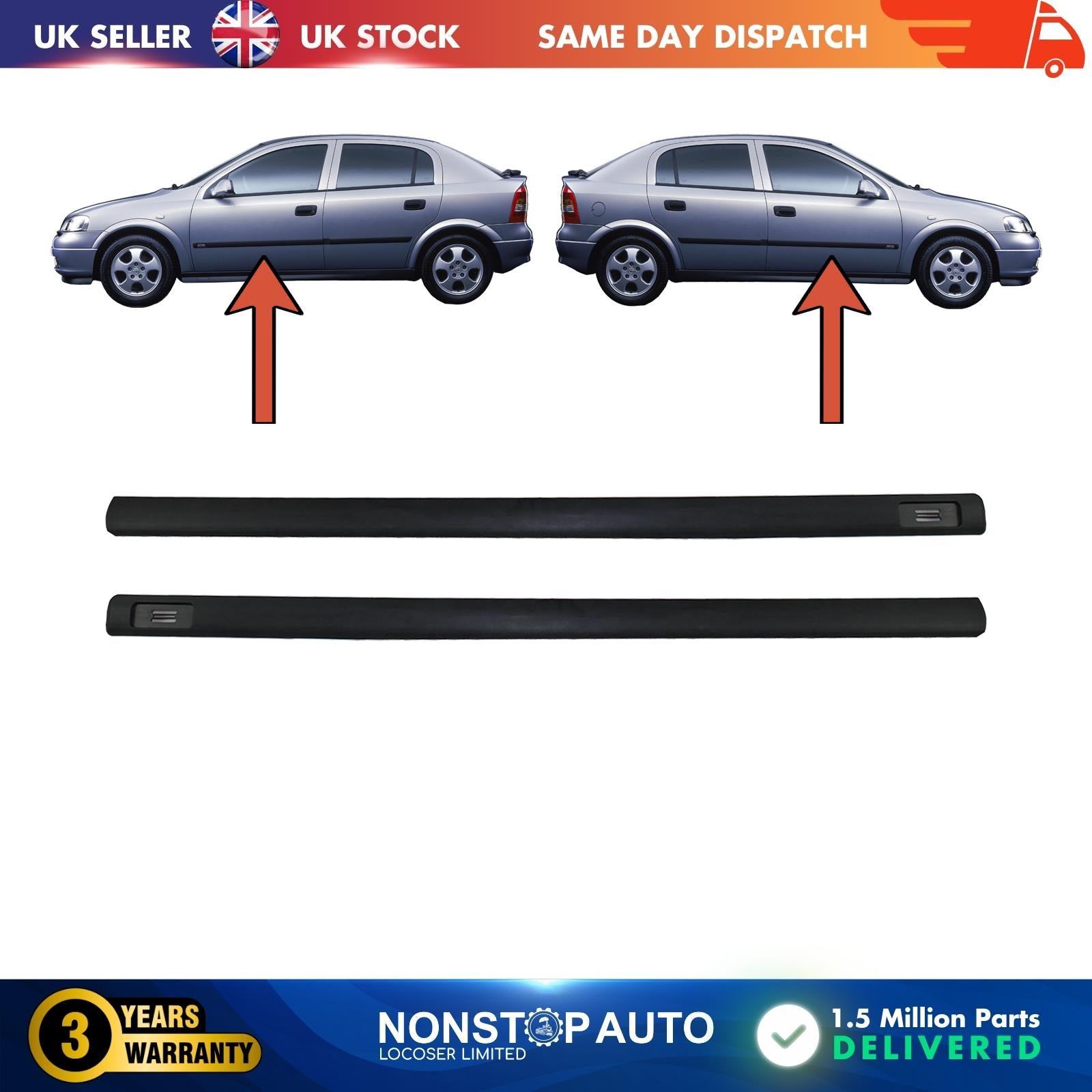 2 X Front Door Panel Trim Moulding Strap Vauxhall  Opel Astra G 172954