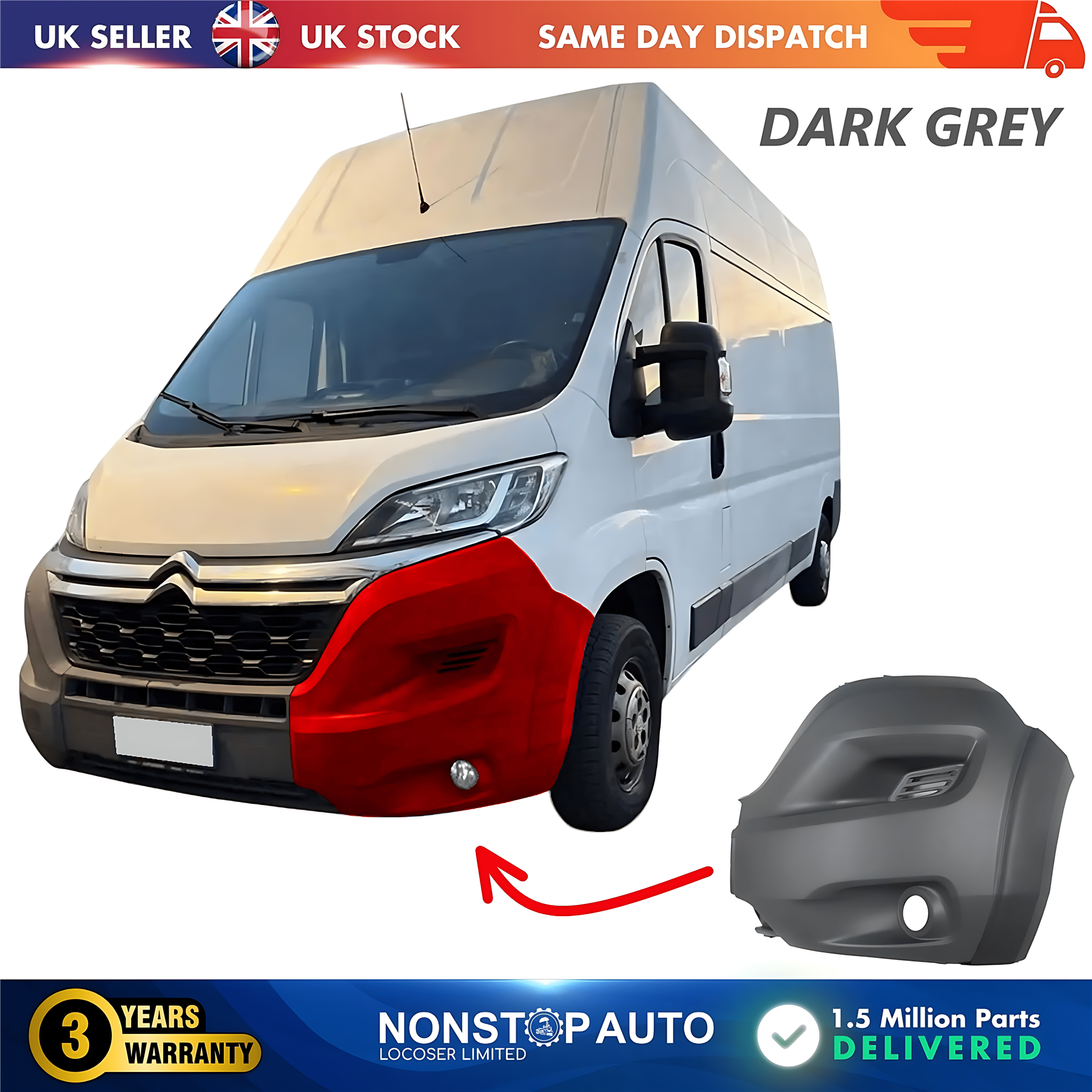 Front Bumper Corner Cap Left With Fog Hole For CITROEN Relay 2014 on 1612430580