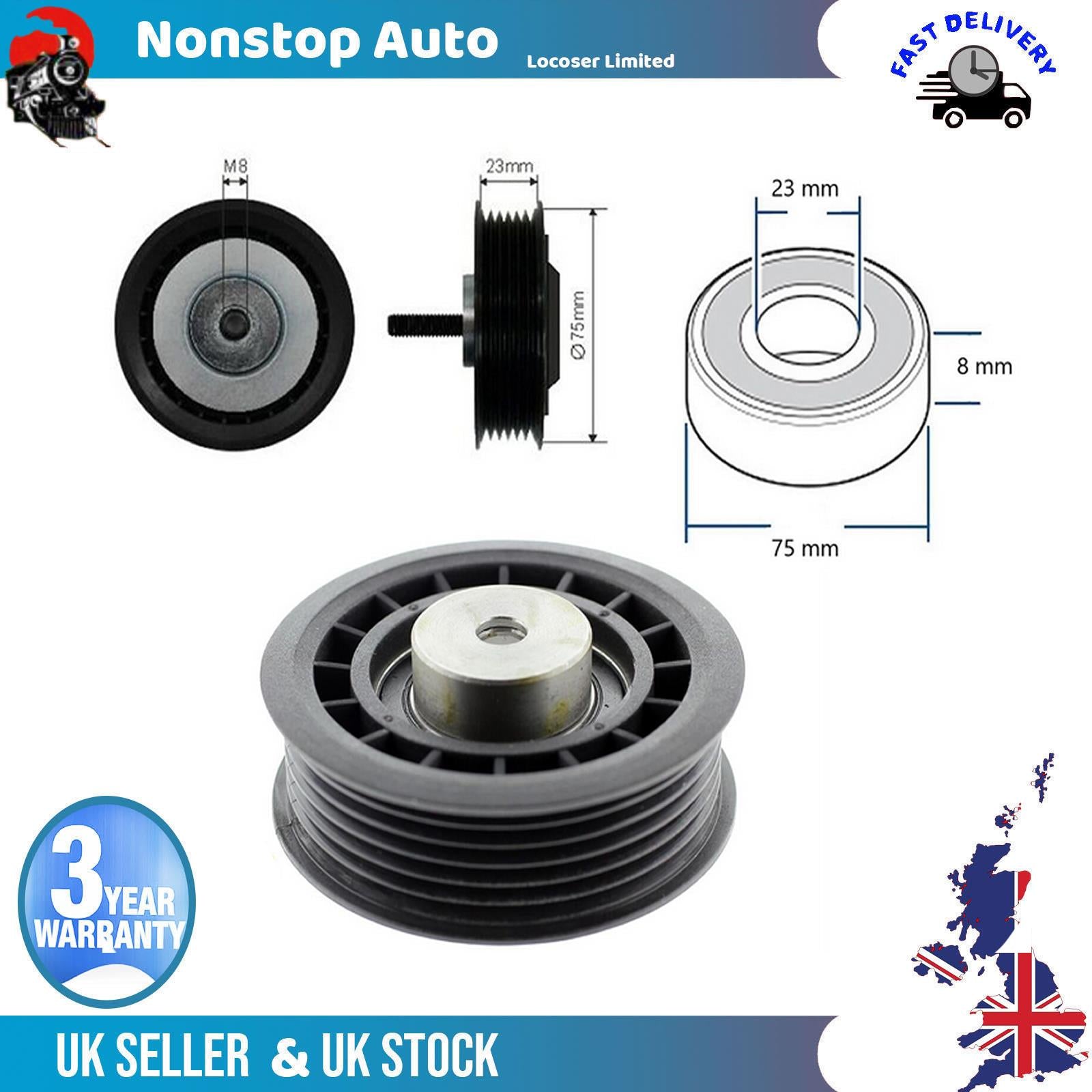 Fan Belt Tensioner Pulley - V - Ribbed Belt Idler  For CHEVROLET Corsa 1.4