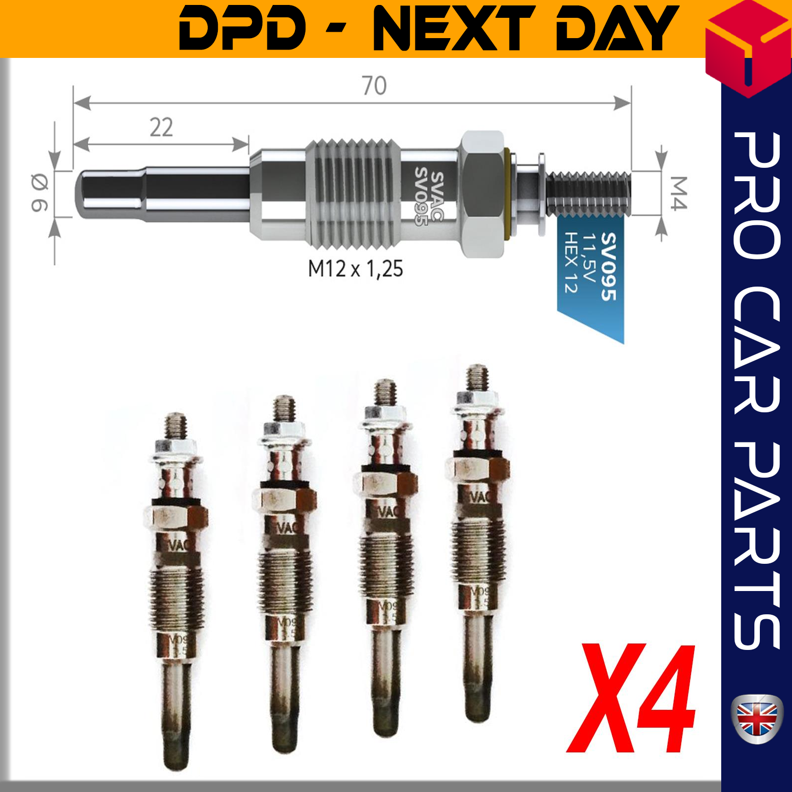 4 X DAEWOO KORANDO-MUSSO-REXTON 2.9 TD / MERCEDES SPRINTER 208/308 VITO 190D 200D / SSANG YONG ISTANA-KORANDO-MUSSO-REXT 2.3-2.9 D /TD Glow Plug