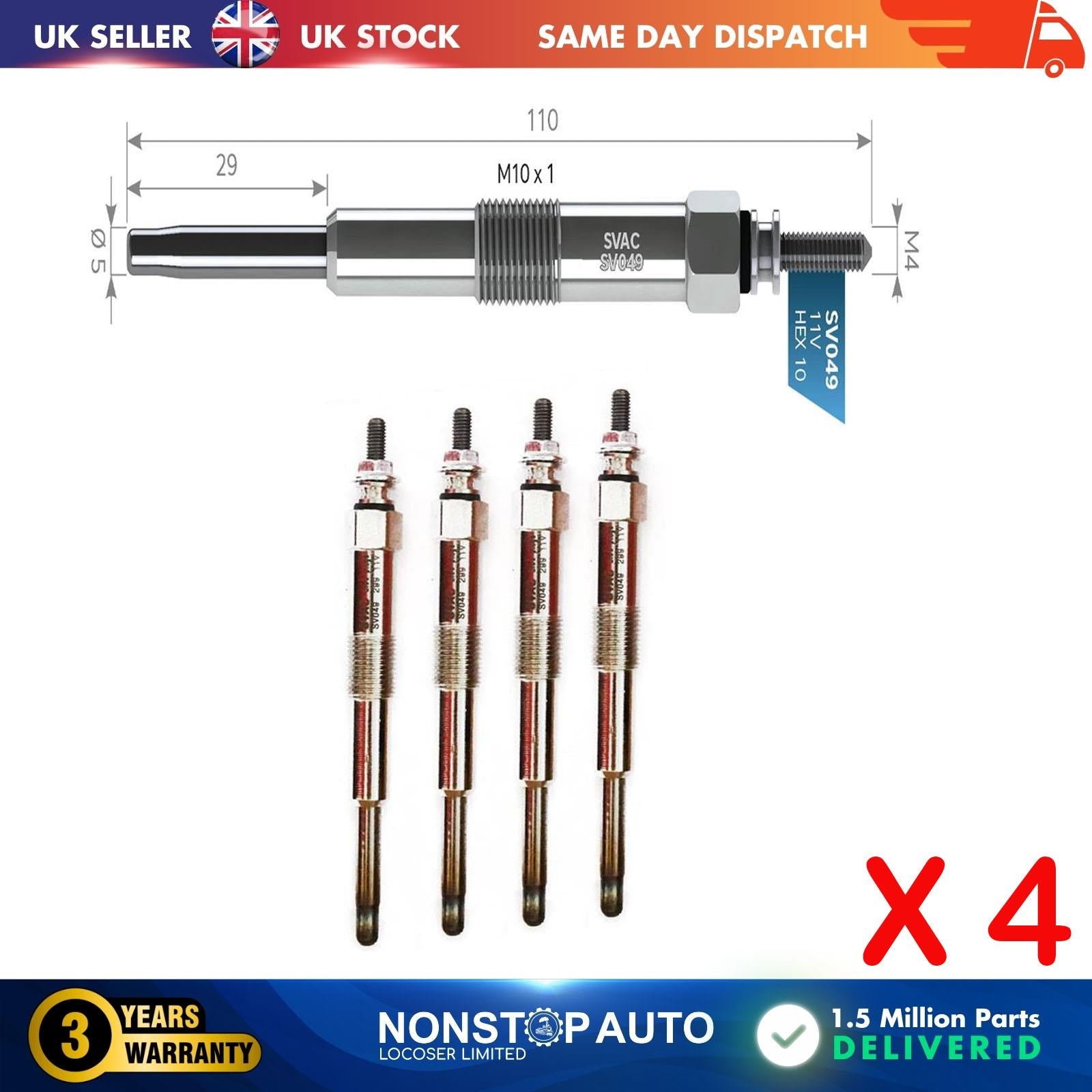 4X Glow Plugs For HYUNDAI Accent II Elantra II Getz Grandeur Highway 3671027000