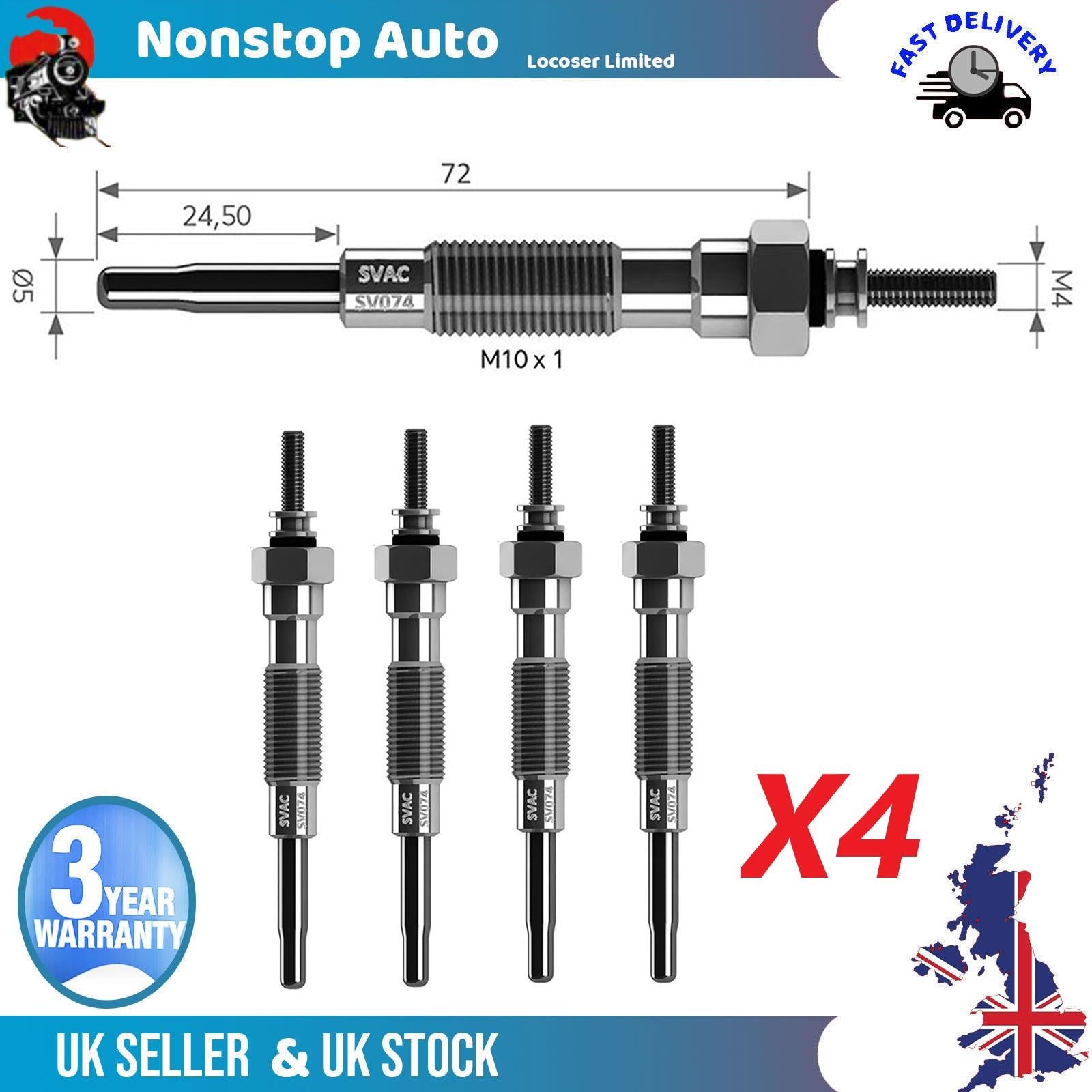 4X Glow Plugs For NISSAN Cherry III Sunny I 1.7 D 1106516A05