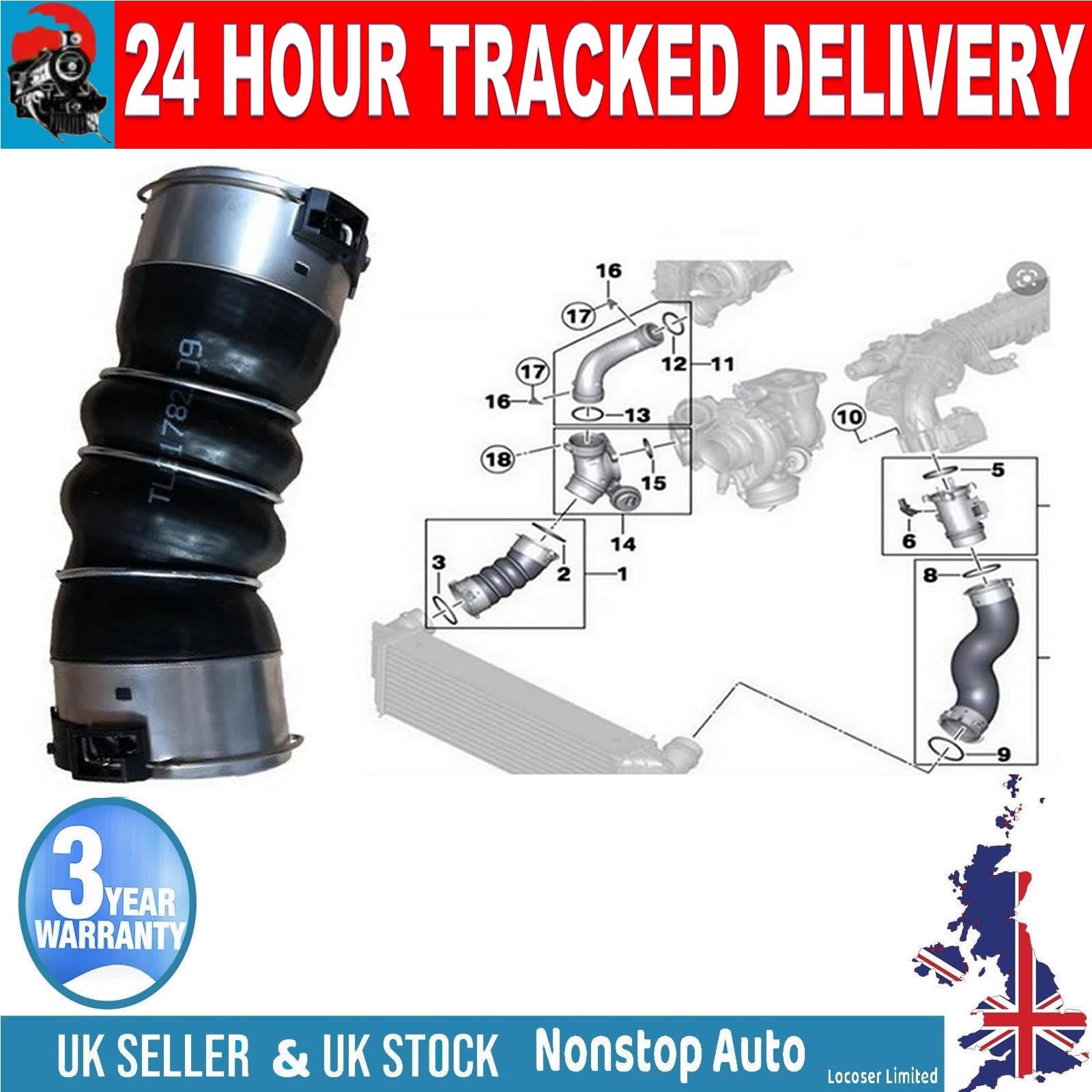 TURBO INTERCOOLER HOSE PIPE FOR BMW 5.35d 6.40d 7.40d 11617805401