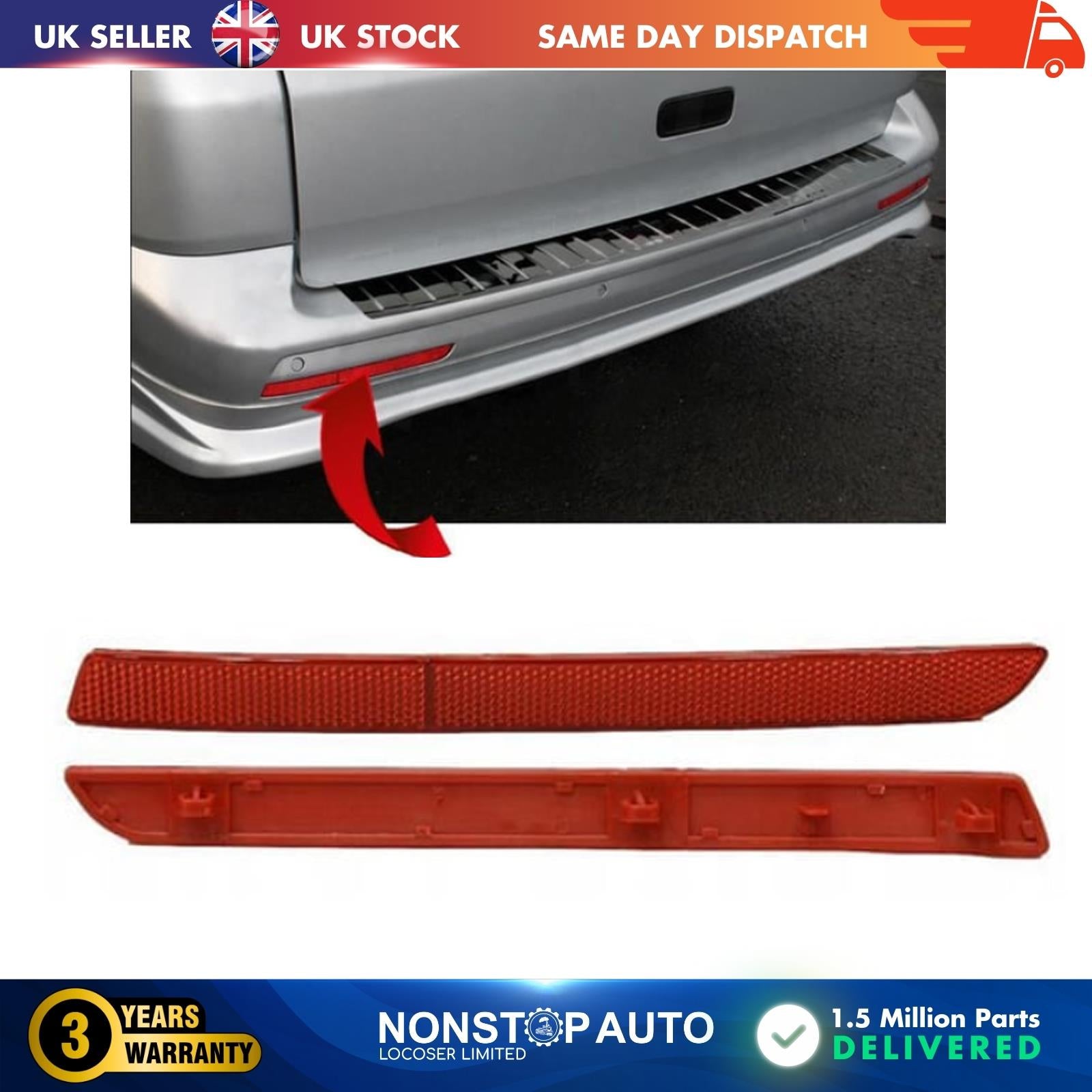REAR LEFT BUMPER REFLECTOR RED COVER  FOR VW MULTIVAN T5 T6 TRANSPORTER T5 T6 7E0945105A