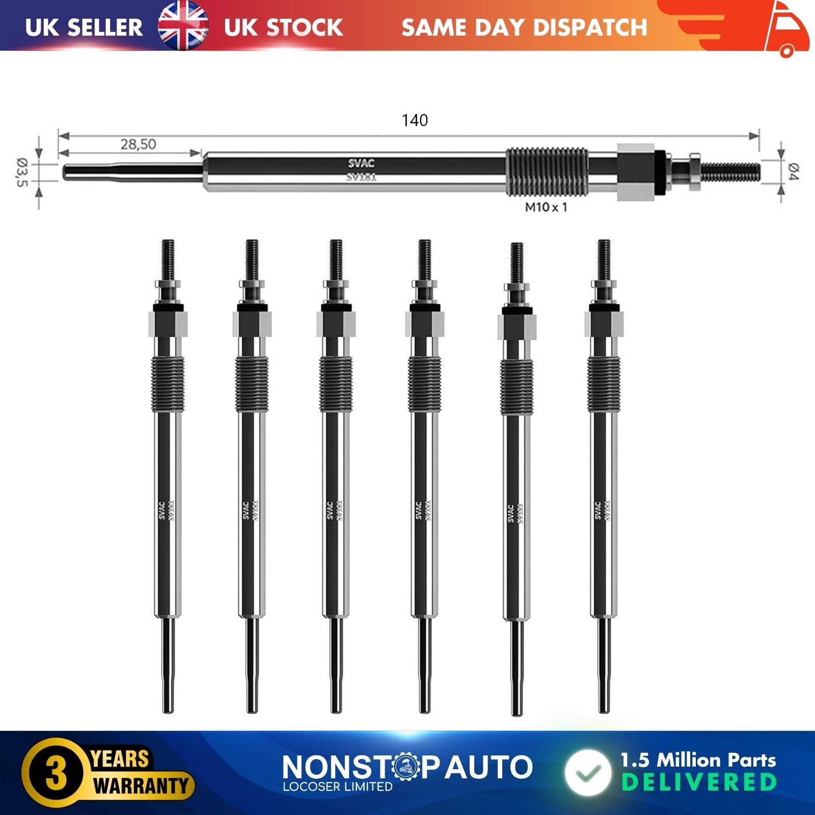 6X Glow Plugs For NISSAN Patrol III Pick Up Urvan 1106537506