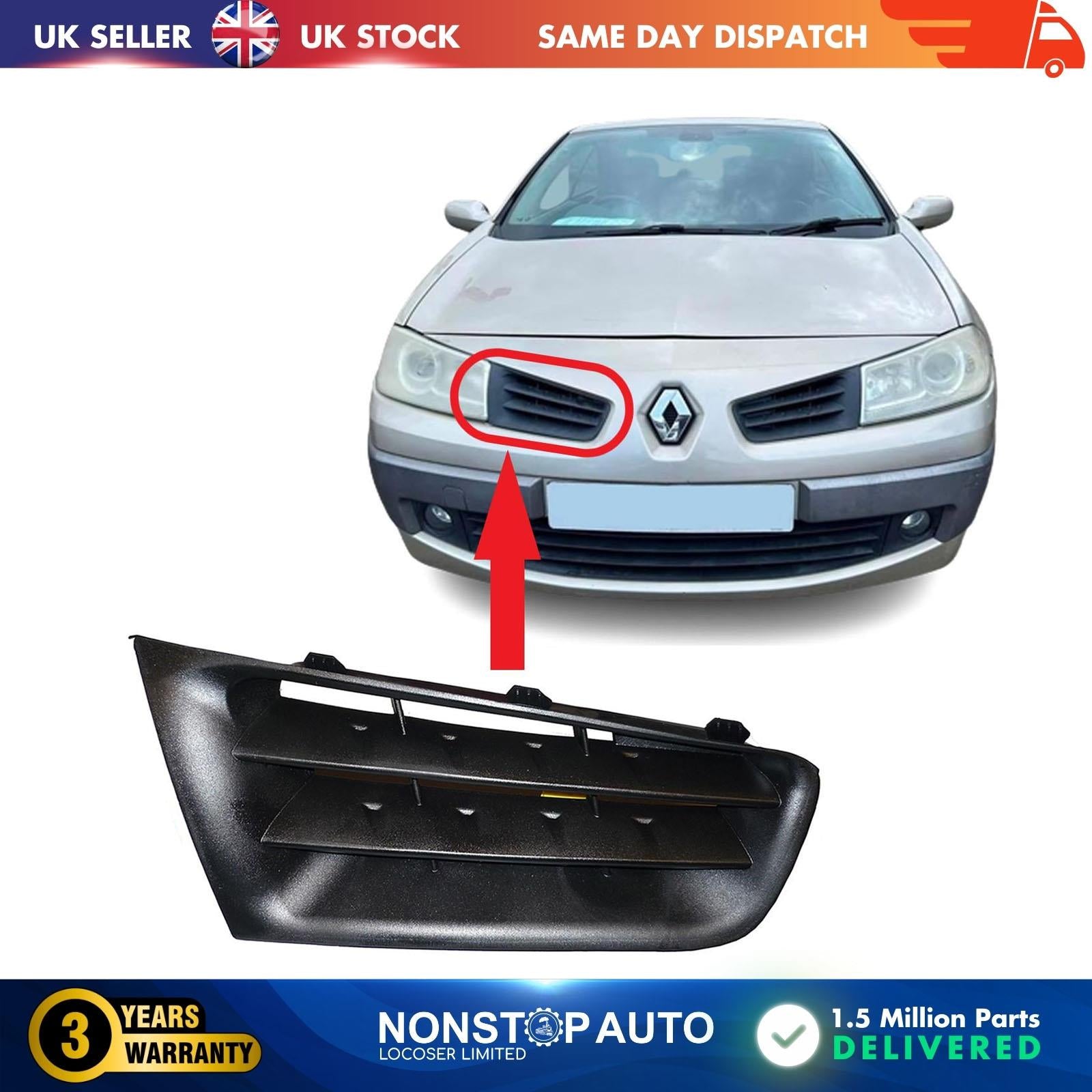 Front Bumper Grill Panel Right Fits RENAULT Megane (06-08) 7701474478