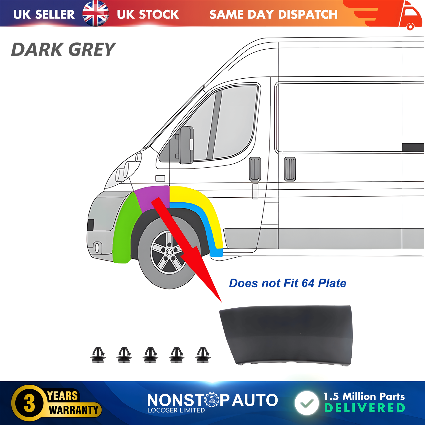 Wheel Arch Trim Moulding Front Left For CITROEN Relay PEUGEOT Boxer FIAT Ducato 2006-2014 8544N0