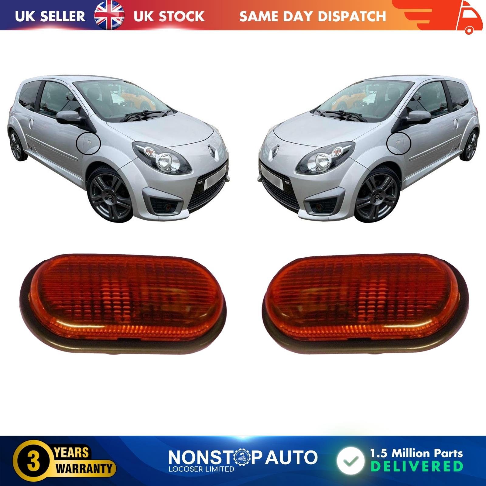 Side indicator repeater lens light with bulbs orange colour FOR RENAULT TWINGO