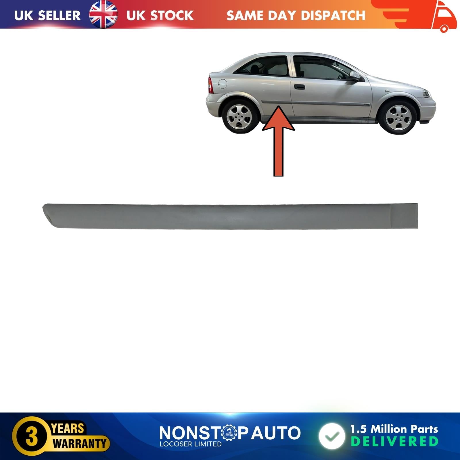 Rear Door Panel Trim Moulding Strap Paintable Right Vauxhall Astra G 172748