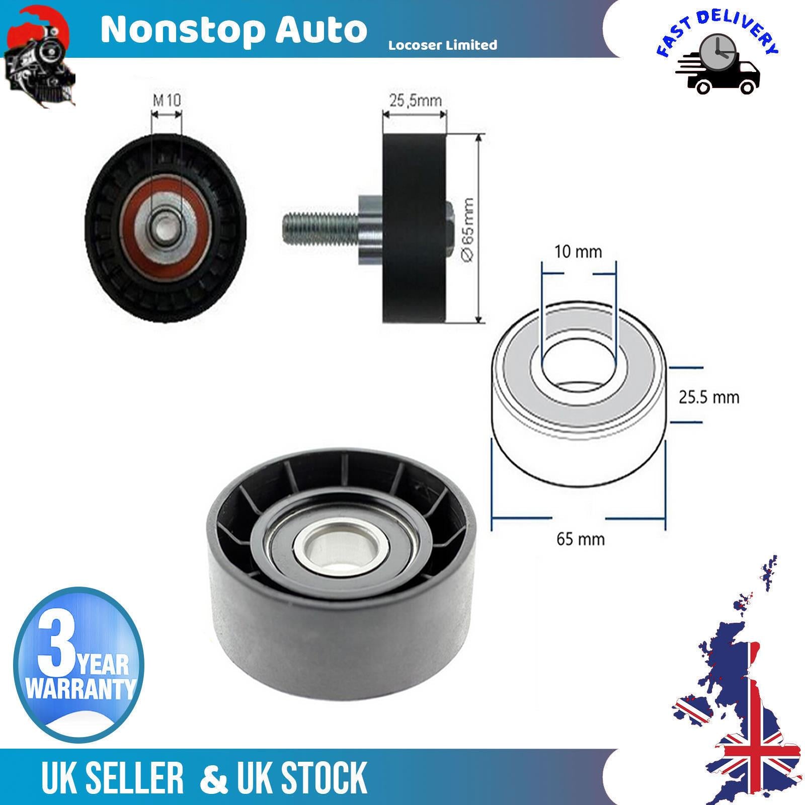 Fan Belt Tensioner Pulley -V- Ribbed Belt Idler For FIAT Bravo II Stilo 60671789