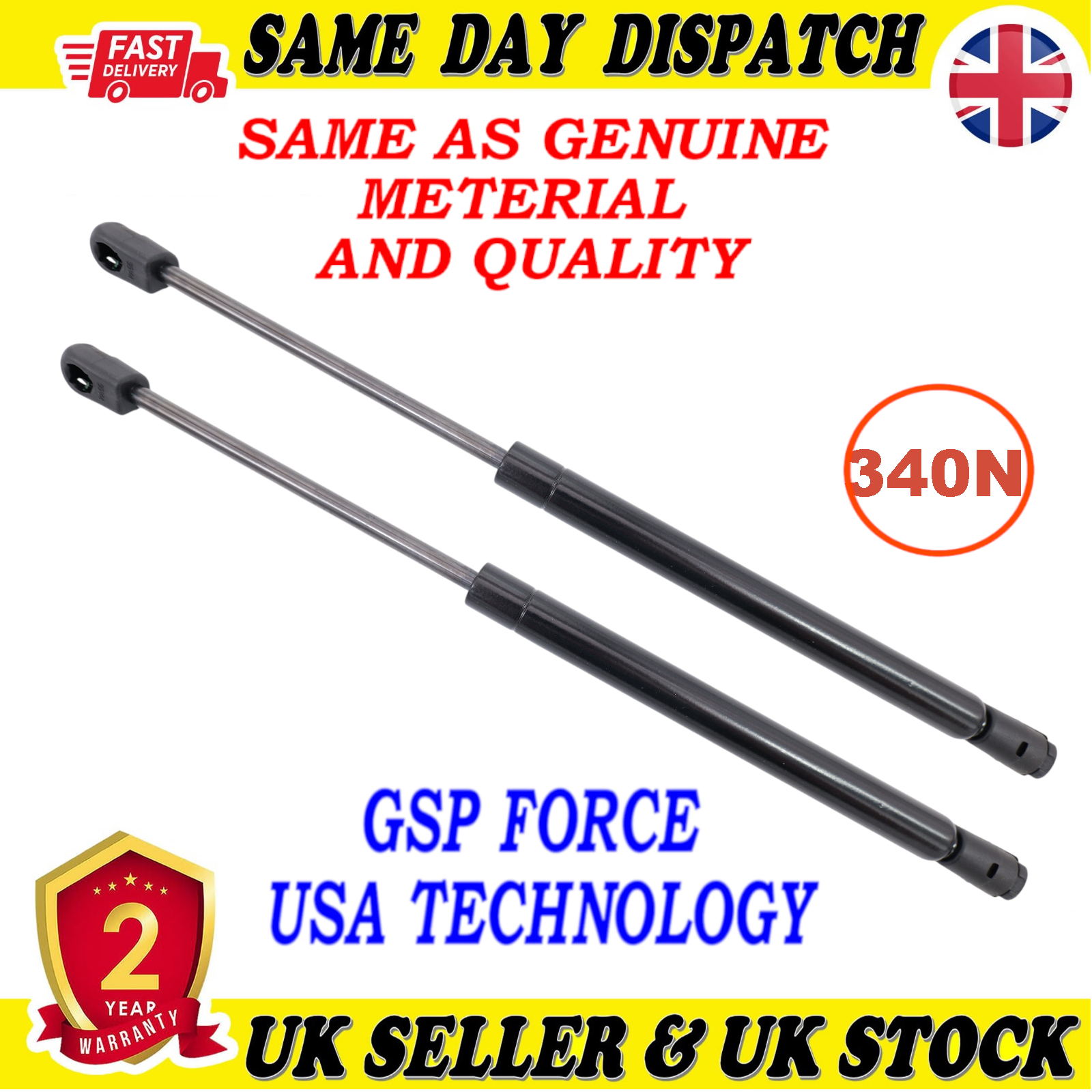 2X TAILGATE BOOT GAS STRUTS 340 Newton FOR RENAULT CLIO II SUZUKI ALTO VII 81850M68K00