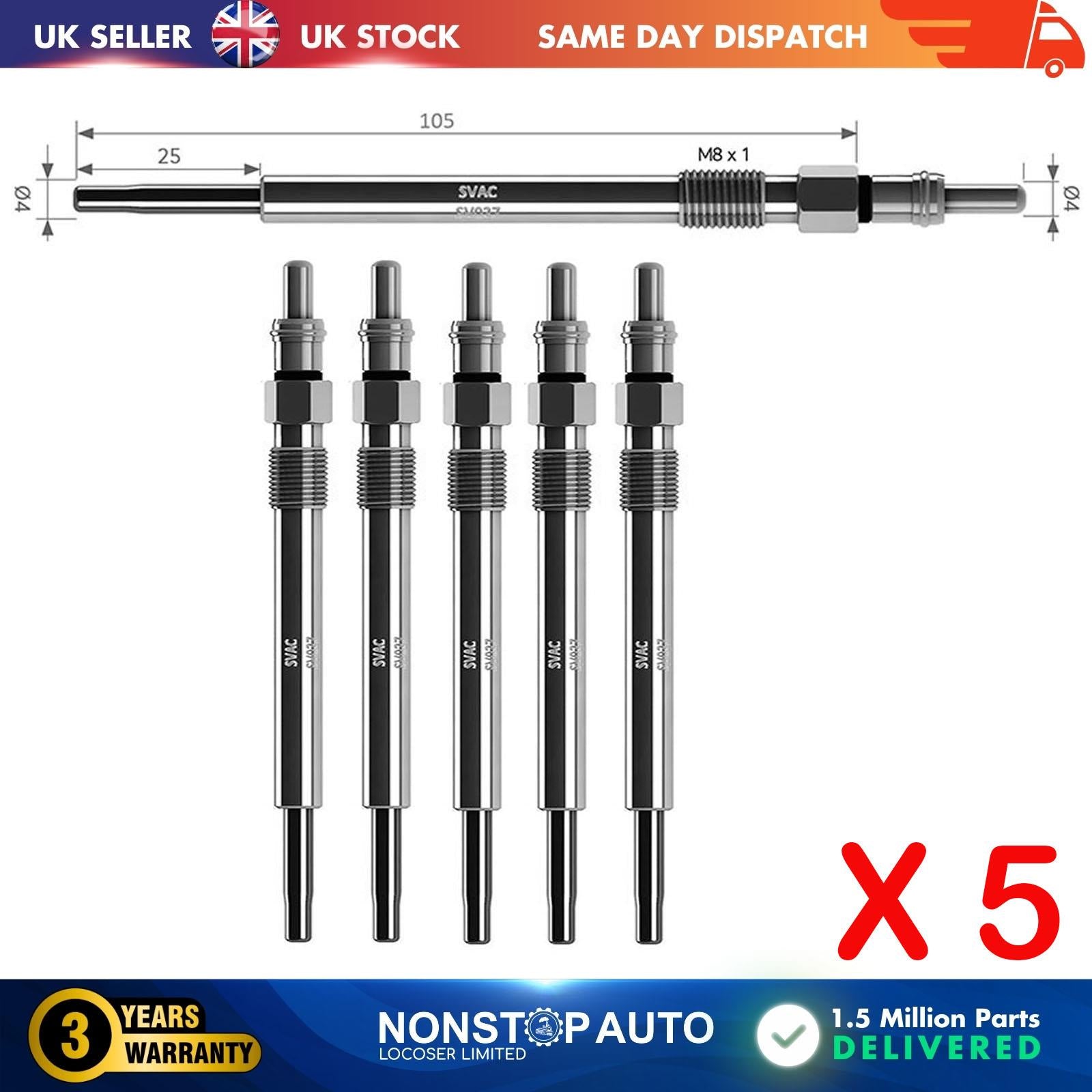 5X Glow Plugs For JAGUAR S-Type II XF I XJ 2.7 D 02JD61604