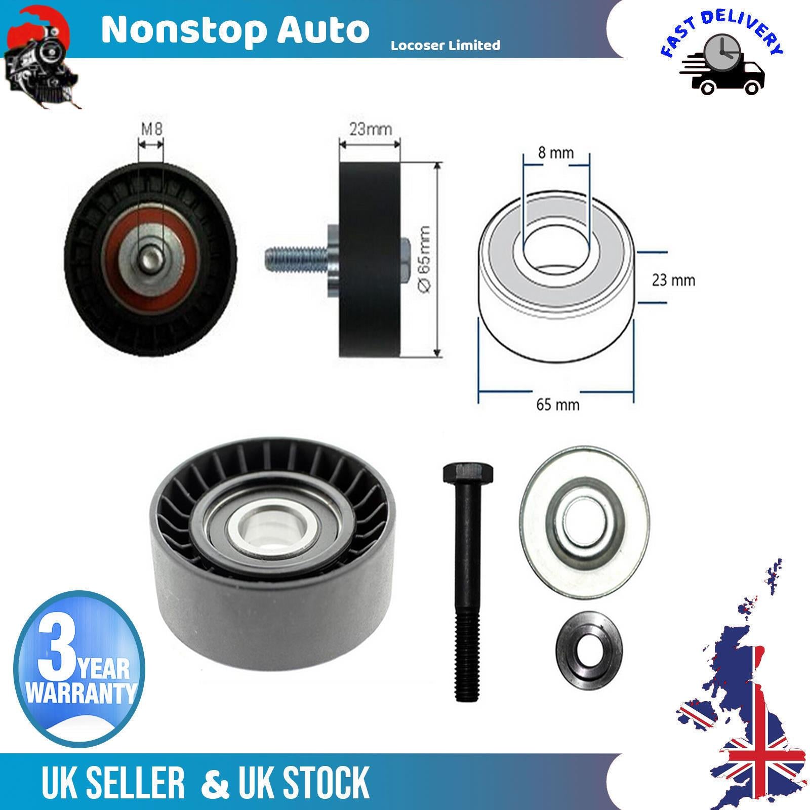 Fan Belt Tensioner Pulley - V - Ribbed Belt Idler For FIAT Albea Palio Weekend