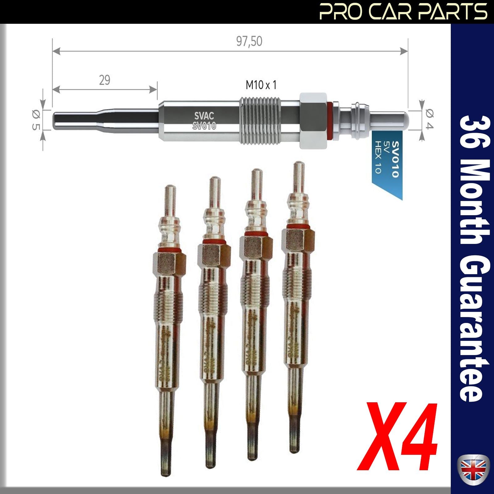 4 X AUDI A2 1.4 TDI / A3 1.9-2.0 TDI  / A4 1.9 TDI 5 V / SEAT ALTEA-TOLE-LEON 1.9-2.0 TDI 5V / SKODA OCTAVIA-ROOMSTER-SUPER B 1.9 TDI 5V / VW CADDY III GOLF-JETTA 1.9 TDI PASSAT 1.9 TDI 2.0 TDI 2005 TRANSPORTER T5 1.9TDI Glow Plug