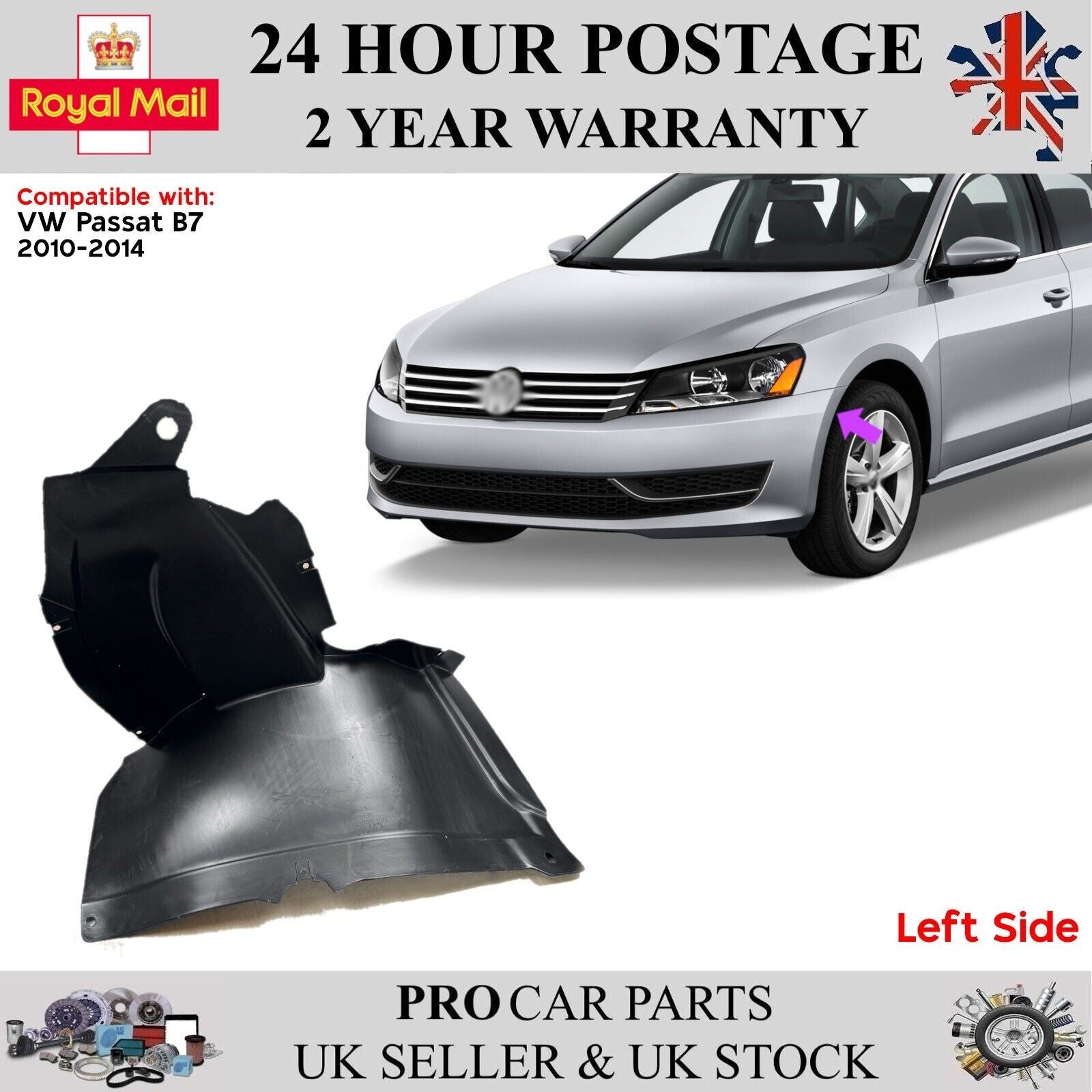 Inner Wheel Arch Cover Liner Front Left for VW Passat B7 2010 - 2014 3AA805911A