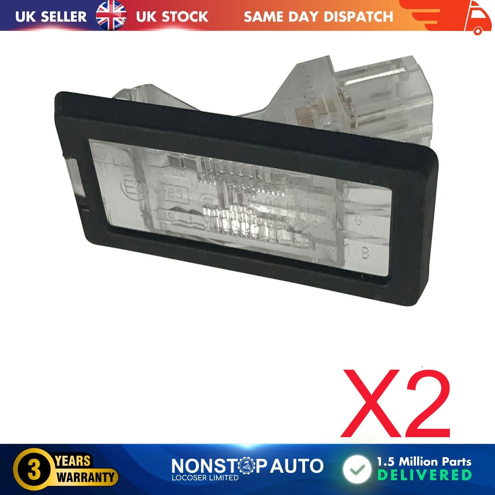 2X Rear Number Plate Light Fits  Dacia Logan Saloon Duster Lodgy  8200013577