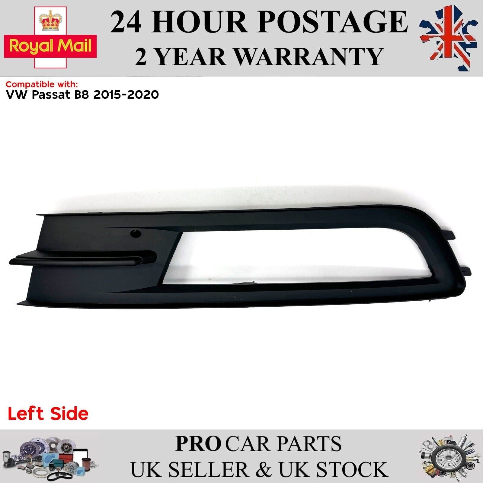 Front Bumper Fog Light Grille Trim Left Side For VW Passat B8 2015 - 2020 3G0854661