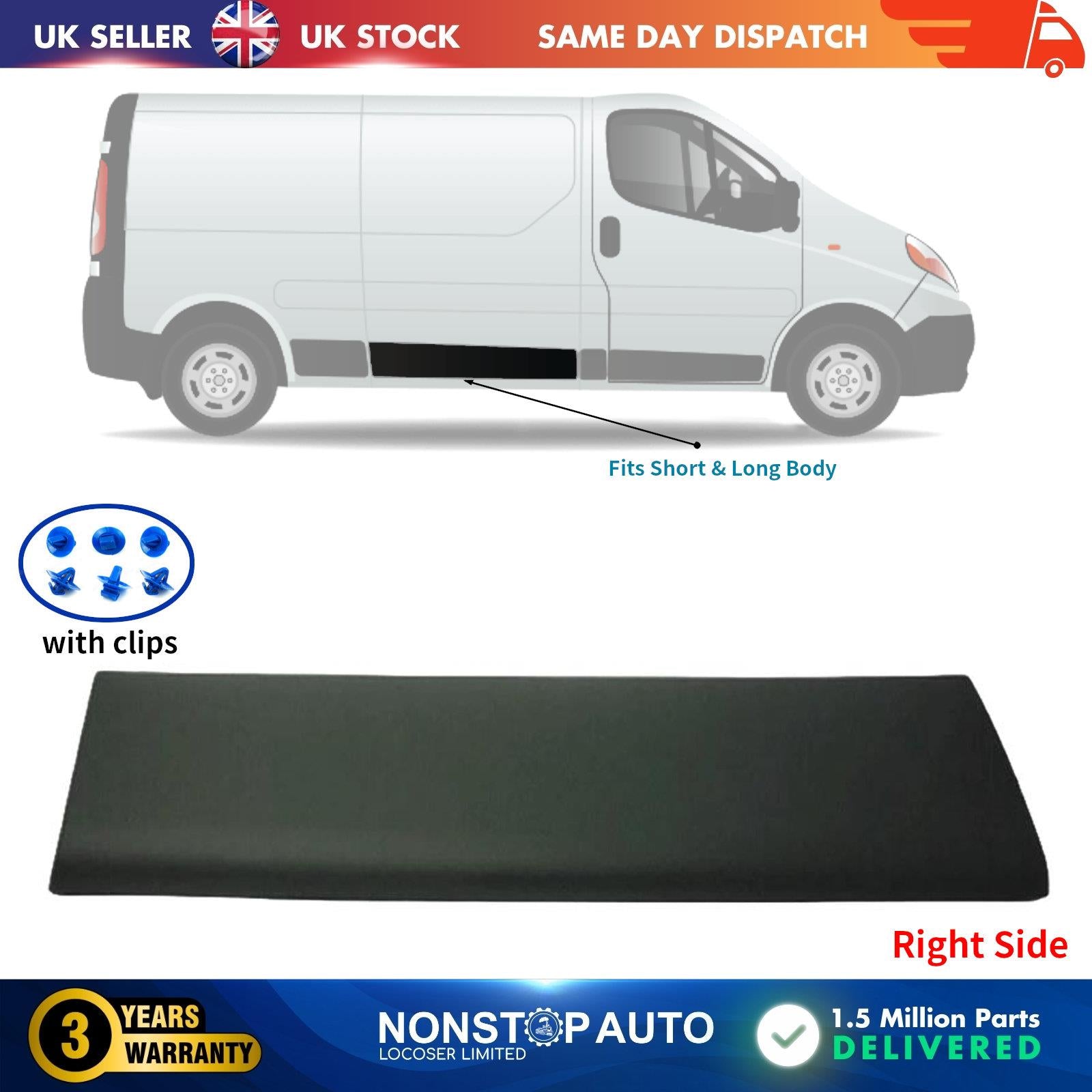 LONG TRIM MOULDING STRIP PANEL RIGHT SIDE FOR NISSAN PRIMASTAR 8200036075