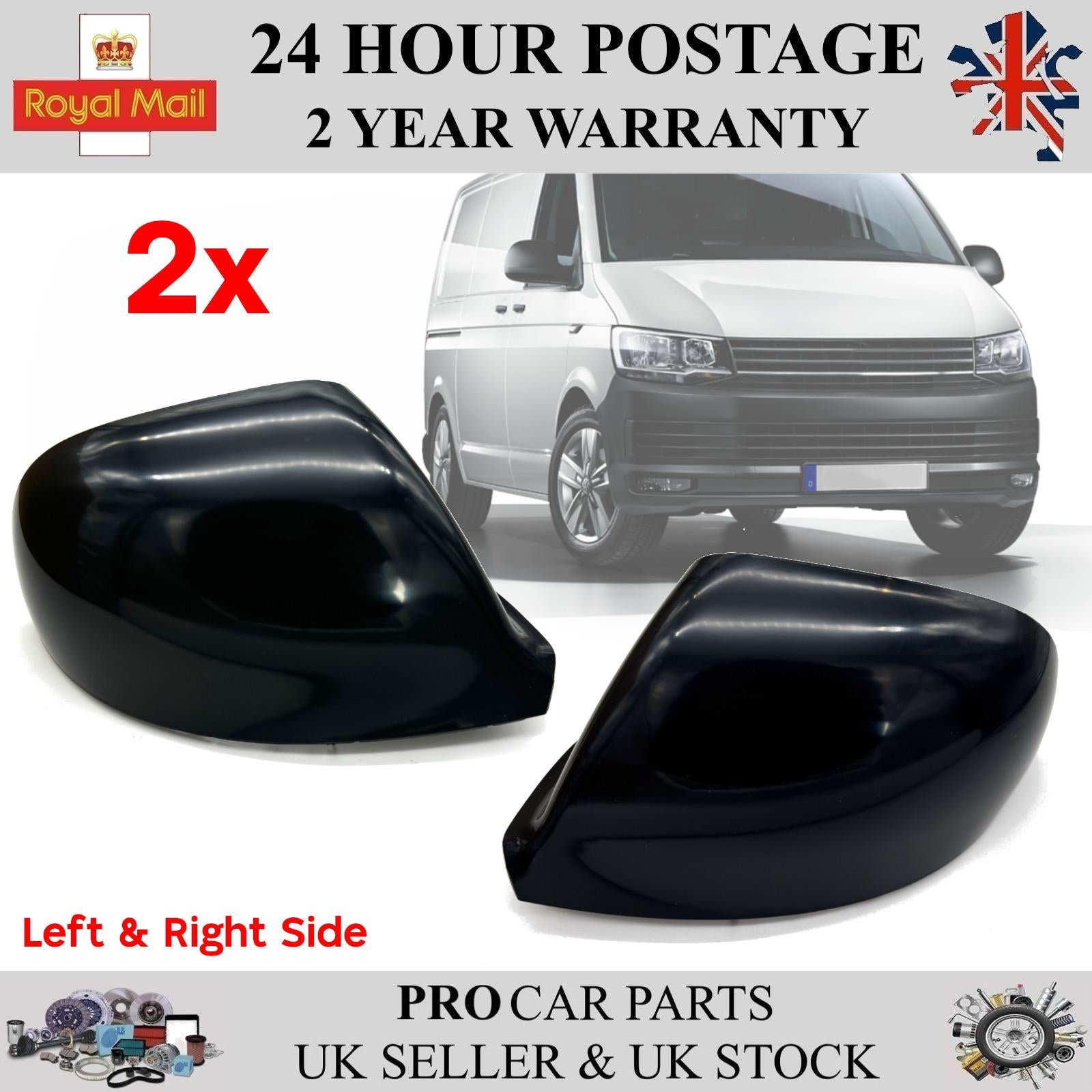 2x Door Wing Mirror Cap Cover Primed Left & Right VW Amarok Transporter T5 T6