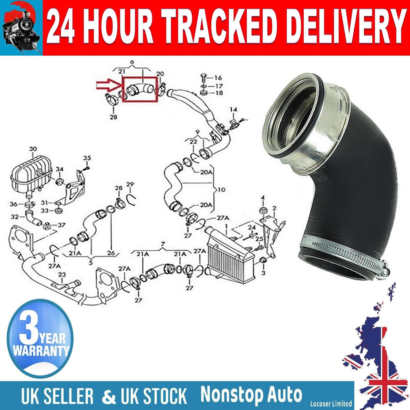 TURBO INTERCOOLER HOSE PIPE FOR AUDI A4 A6 VW PASSAT SKODA SUPERB 1.9D 3B0145834P