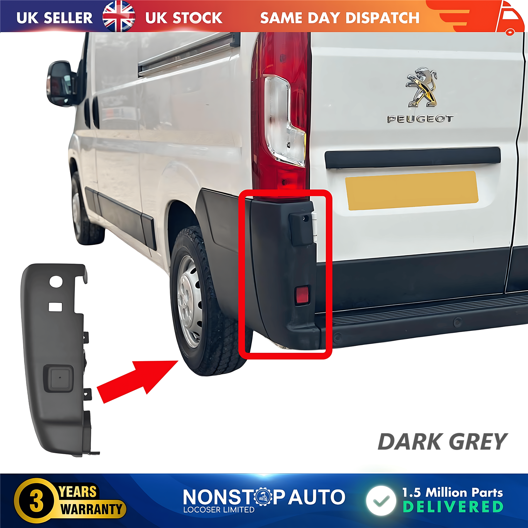 Rear Bumper Corner End Left For CITROEN Relay PEUGEOT Boxer FIAT Ducato 2006 on 7410AP