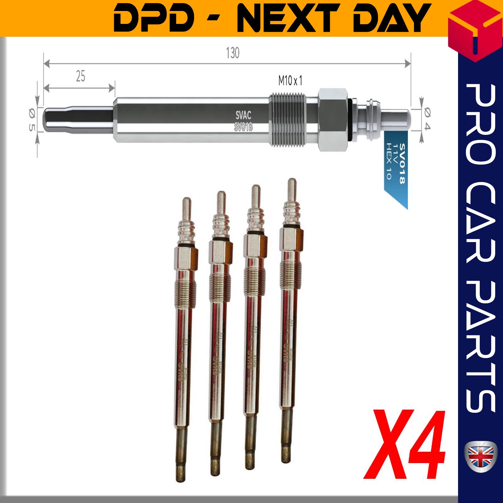 4 X BMC MEGASTAR / CHRYSLER VOYAGER 2.5-2.8 CRD / JEEP LIBERTY/ CHEROKEE 2.5 CRDI Glow Plug