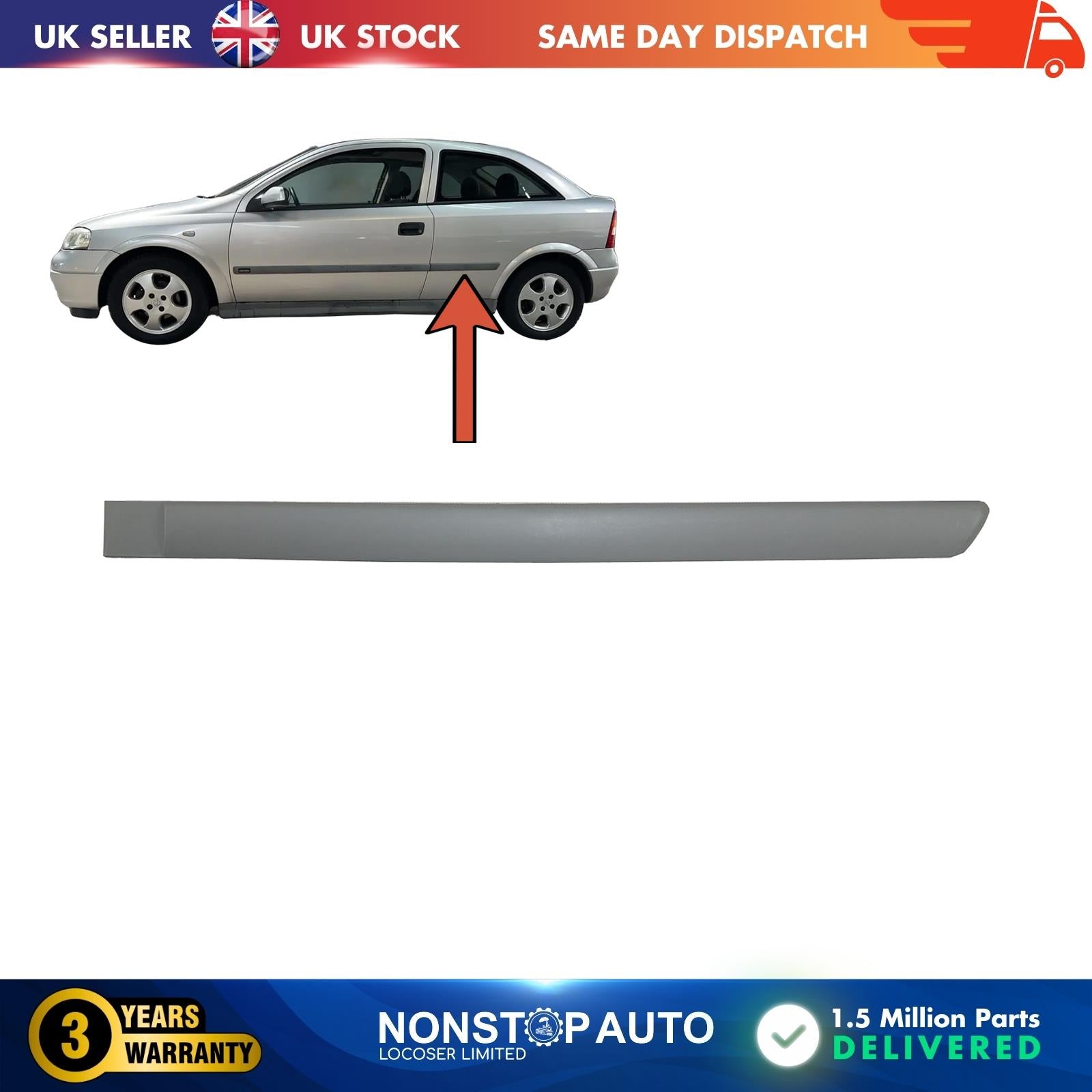 Rear Door Panel Trim Moulding Strap Paintable Left Vauxhall Opel Astra G 172749