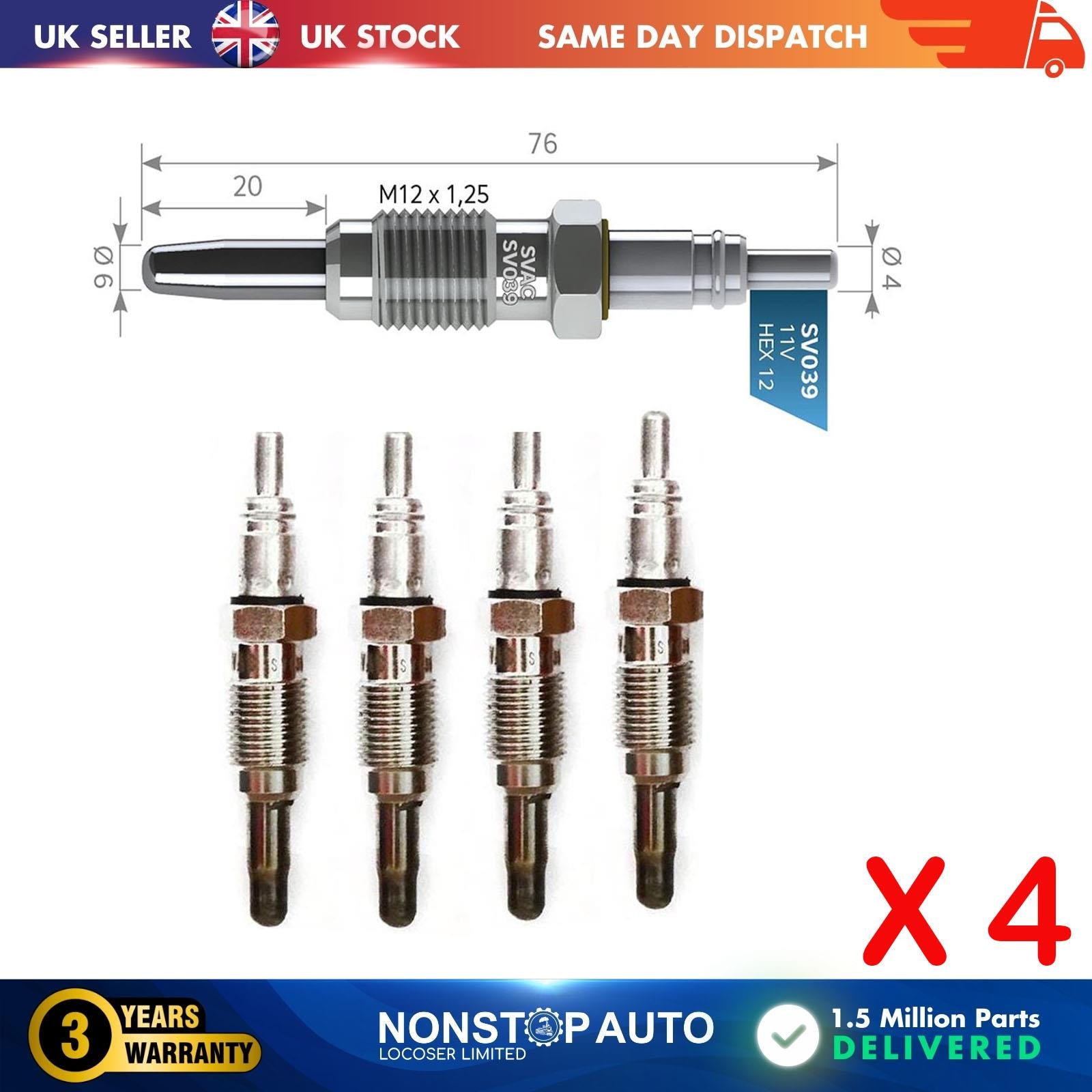 4X Glow Plugs For FIAT Doblo Palio Punto Strada 1.9 D 71735464