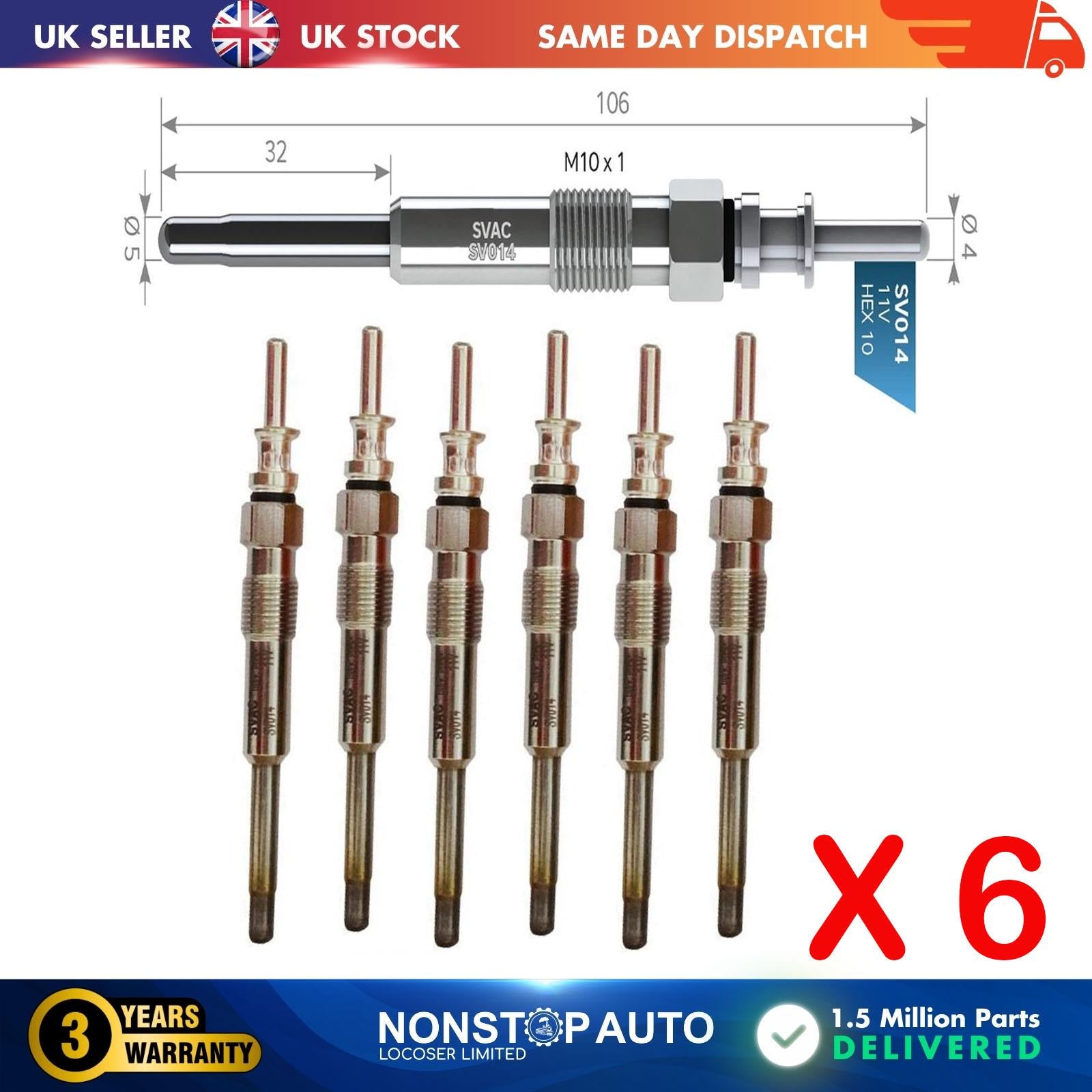 6X Glow Plugs For ROVER 75 2.0 CDT CDTi 12232248059
