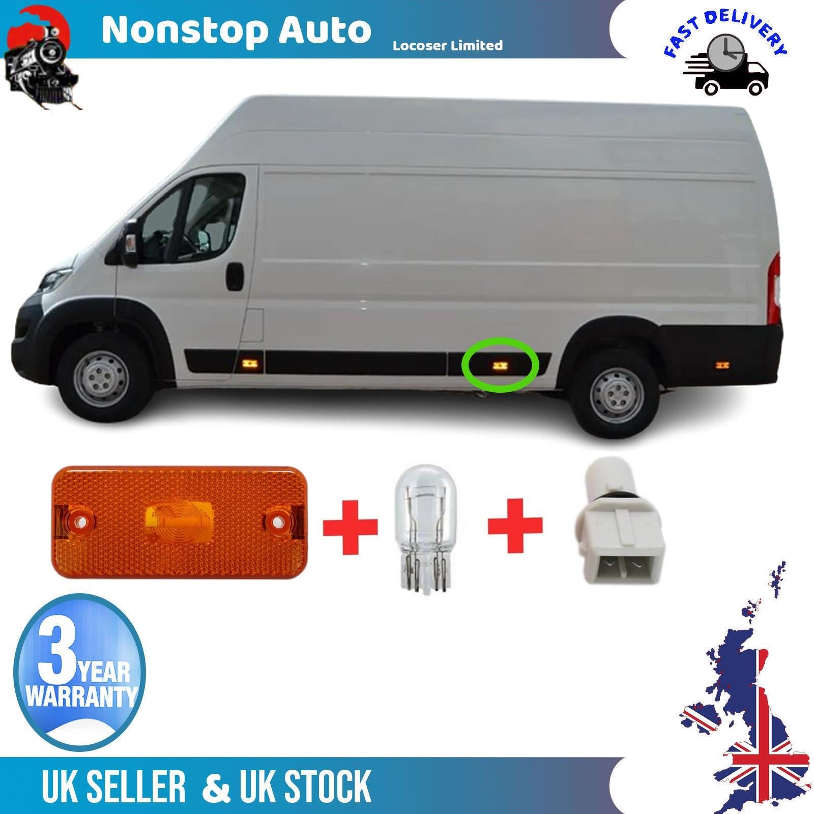 Side Marker Lamps Light Lens With Bulb Holder and Bulb For CITROEN Relay 6303A1