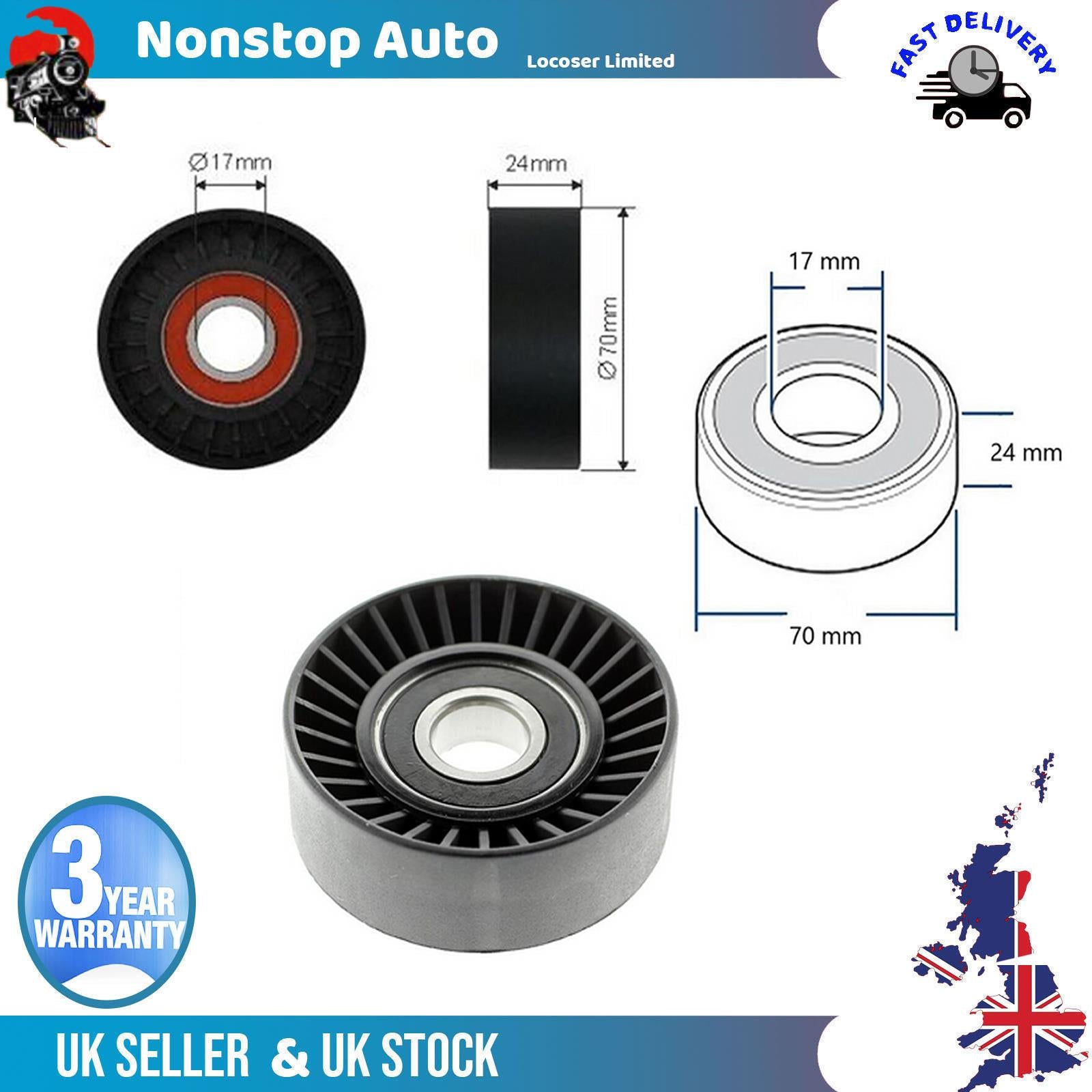 Fan Belt Tensioner Pulley -V- Ribbed Belt Idler  For FORD Galaxy I 1.9 TDI
