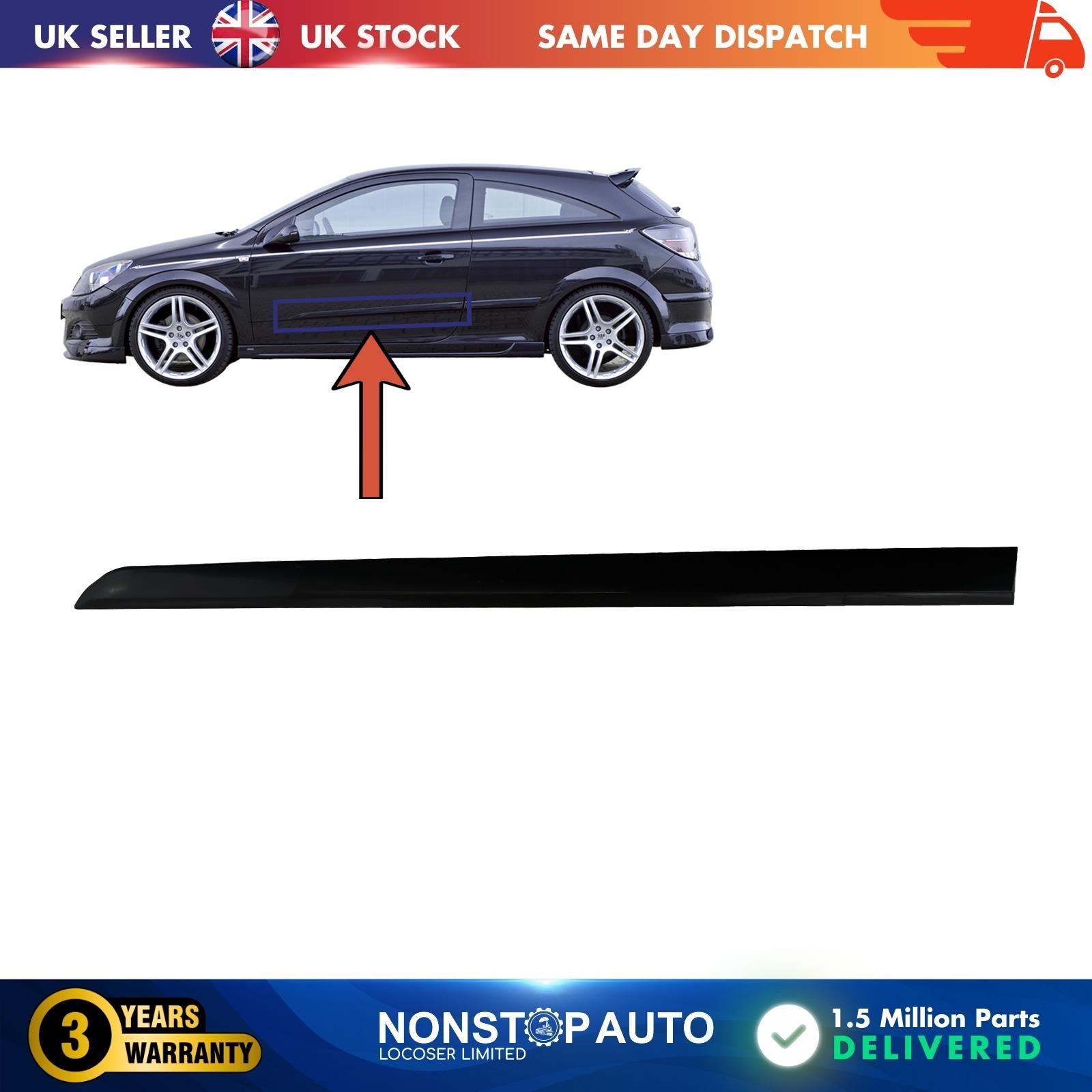 Front Door Moulding Panel Strap Paintable Left Side Vauxhall  Opel Astra H 172640