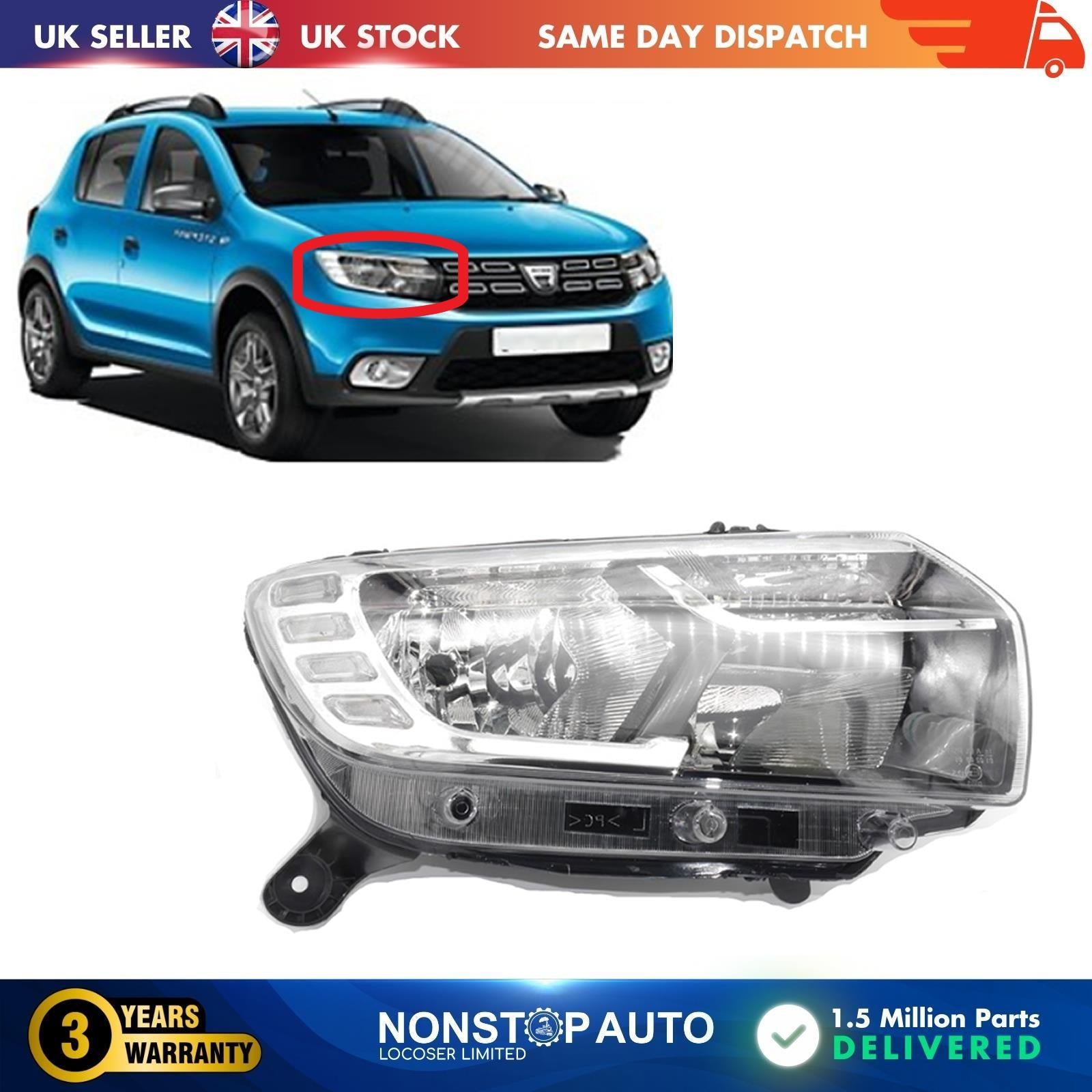RIGHT HEADLIGHT FOR DACIA LOGAN II SANDERO II 260605665R