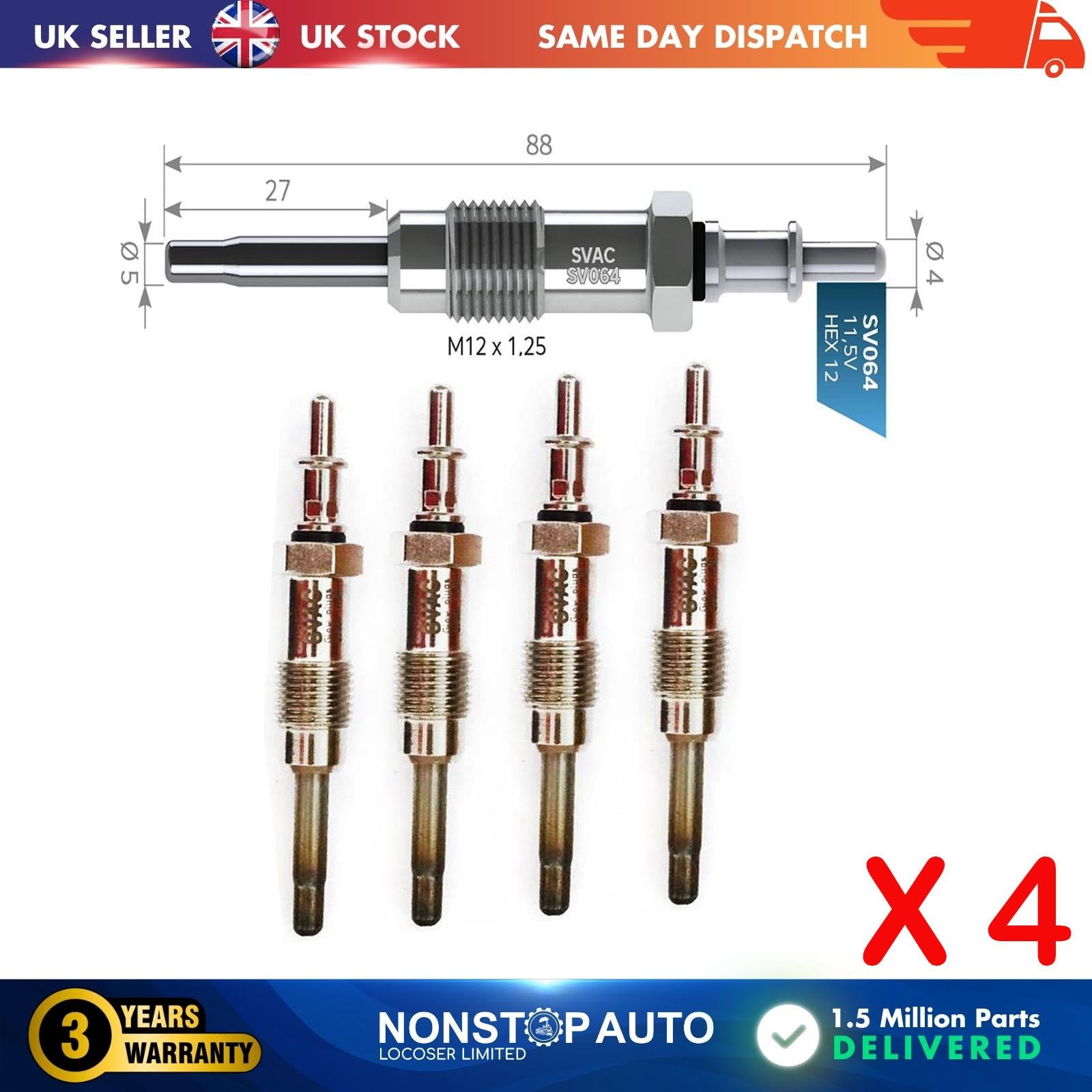 4X Glow Plugs For PUCH G-Modell 290 GD Turbodiesel A0011592601