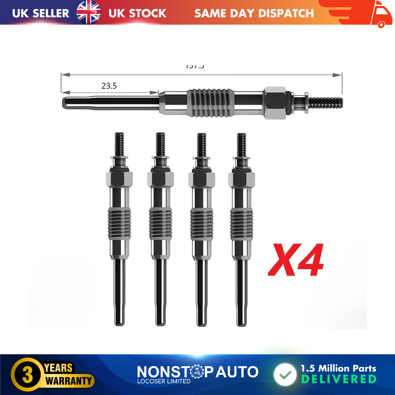 4X Glow Plugs For VAUXHALL Astra J Corsa D Meriva B Mokka 1.7 CDTI 55567737